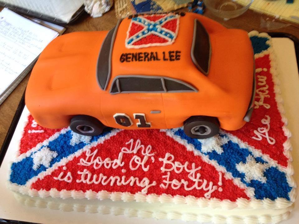 Sculpted orange muscle car cake inspired by classic television show vehicle