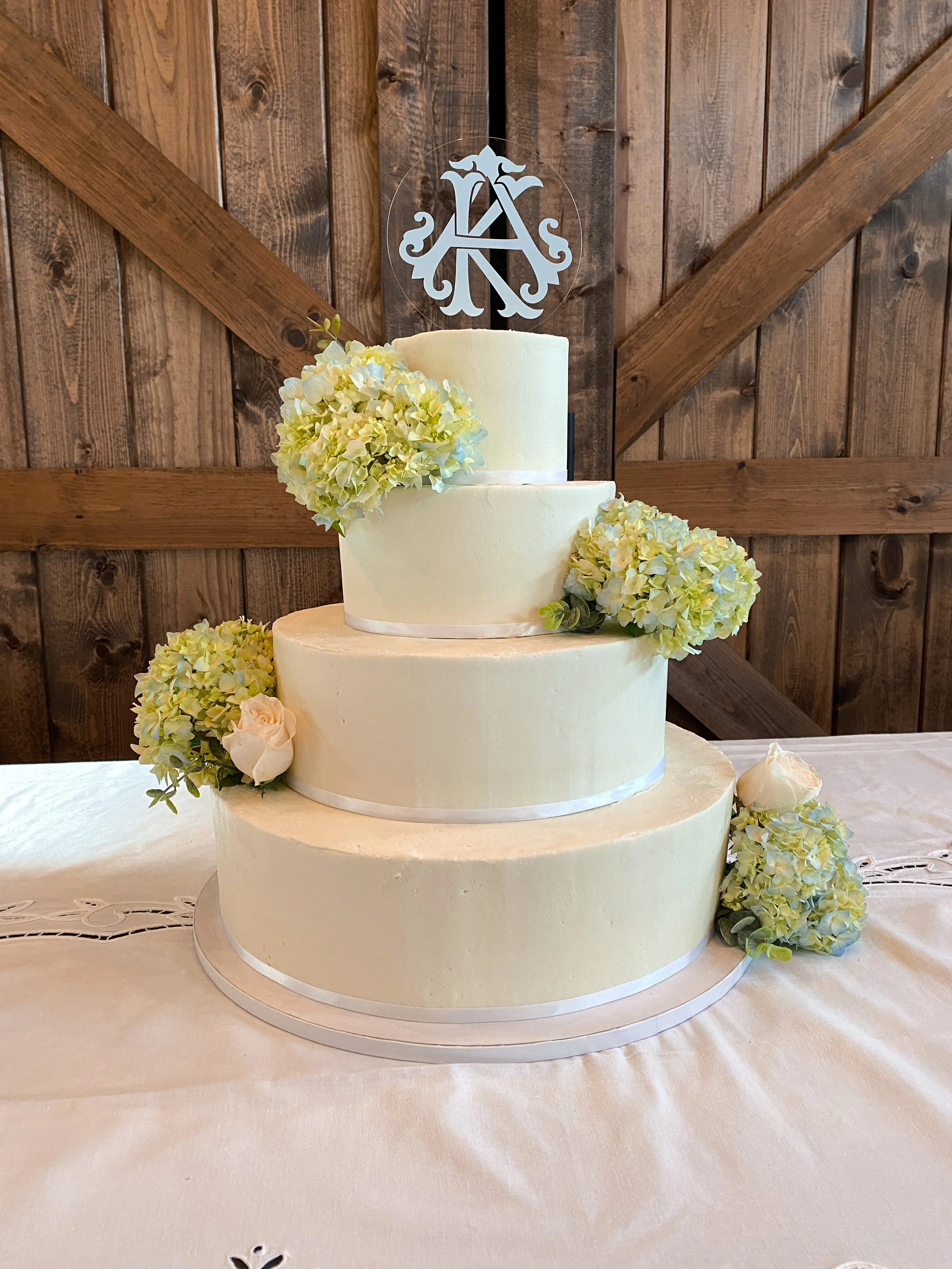 Four-tier Buttercream Cake with Real Hydrangea Flowers