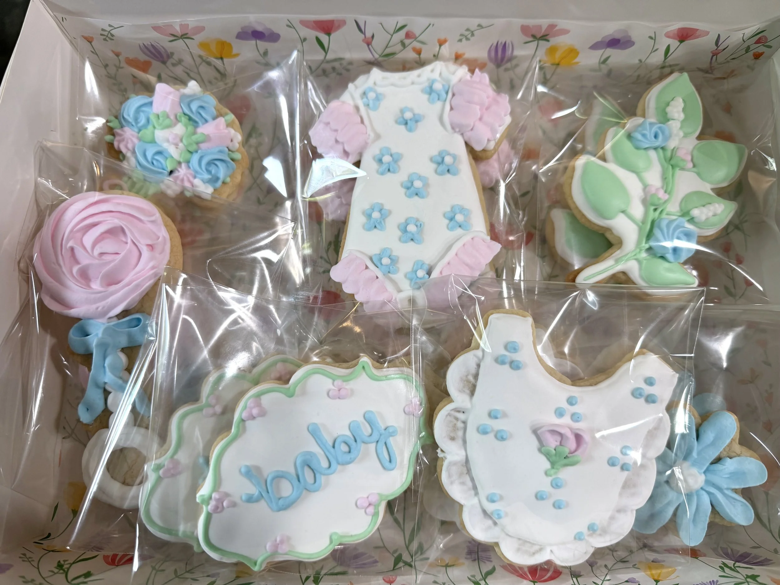 Garden party floral baby shower cookies