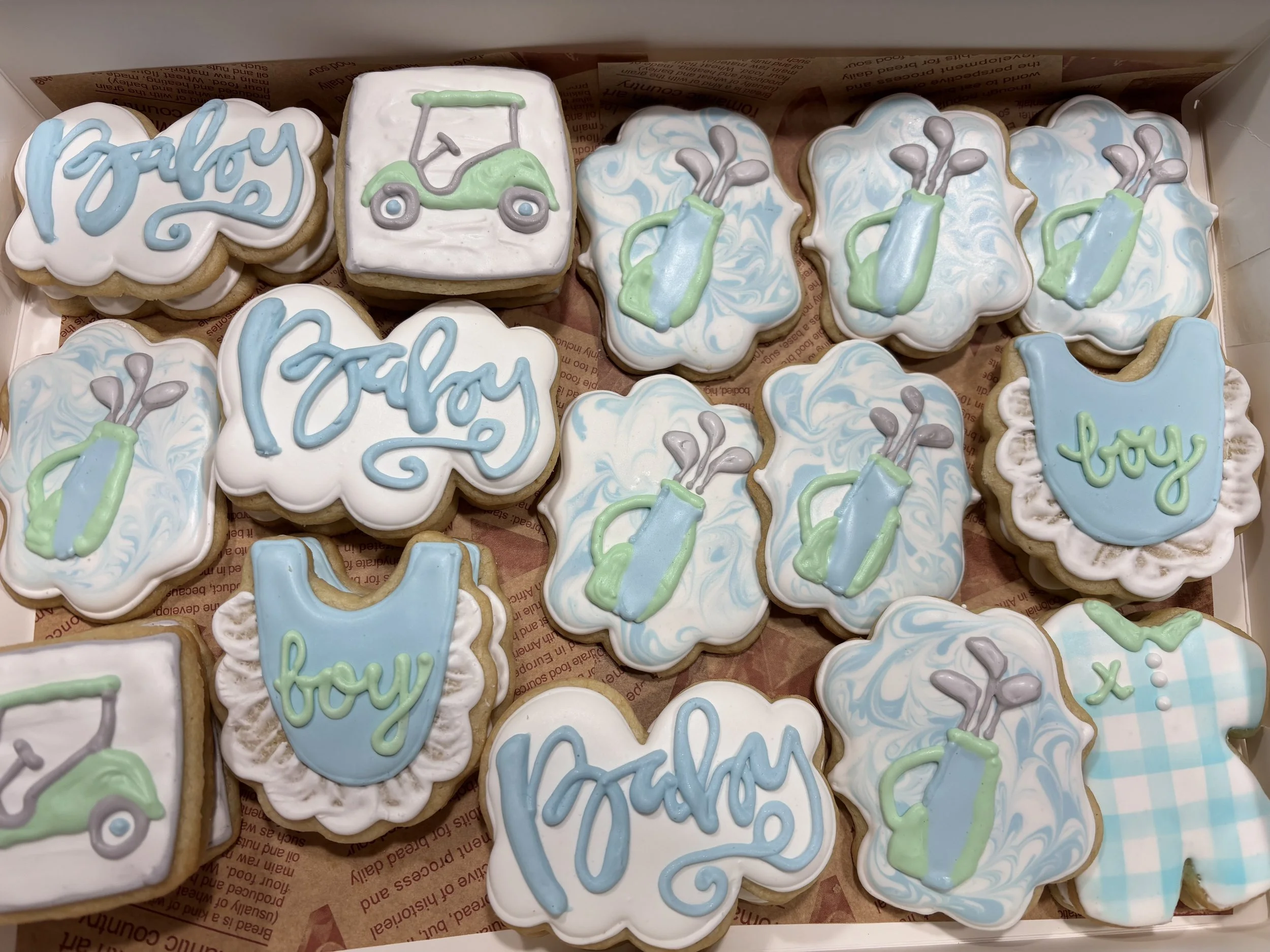 golf themed boy baby shower decorated cookies in flowery branch georgia