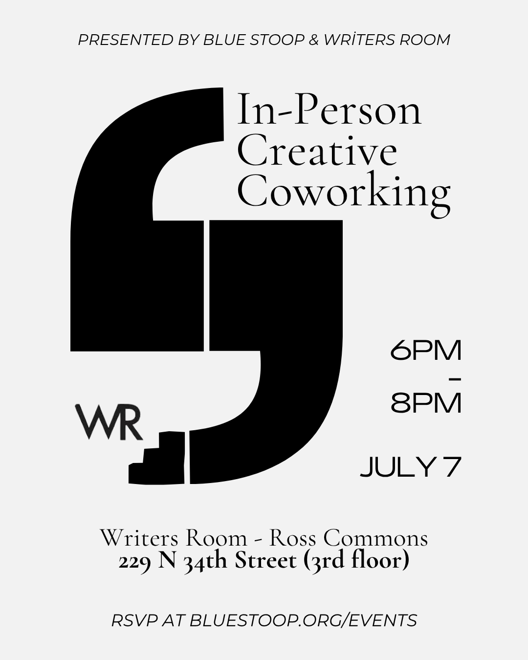 Blue Stoop x Writers Room Creative Coworking Session