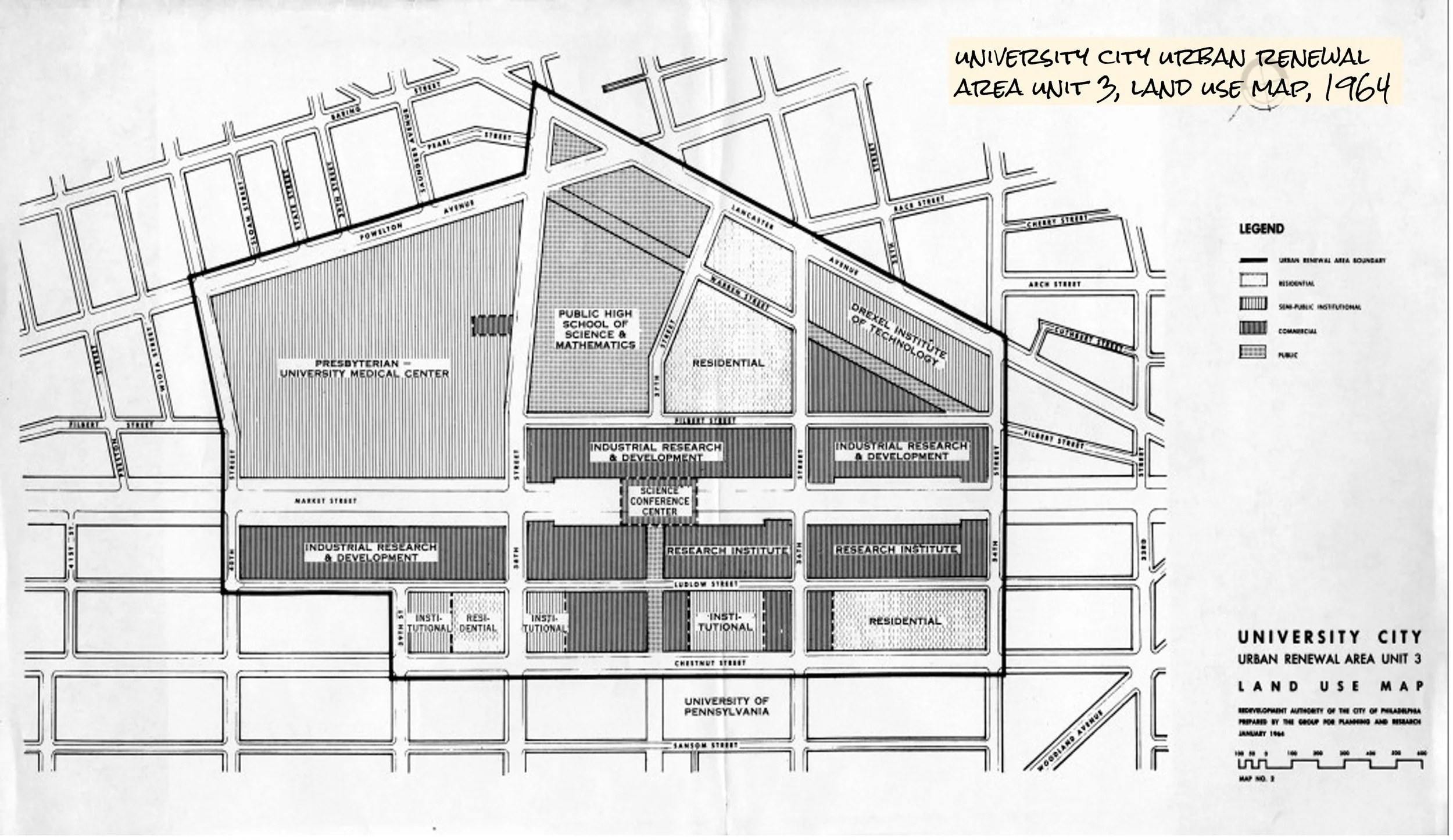 University City Urban Renewal Area Unit 3, Land Use Map, 1964