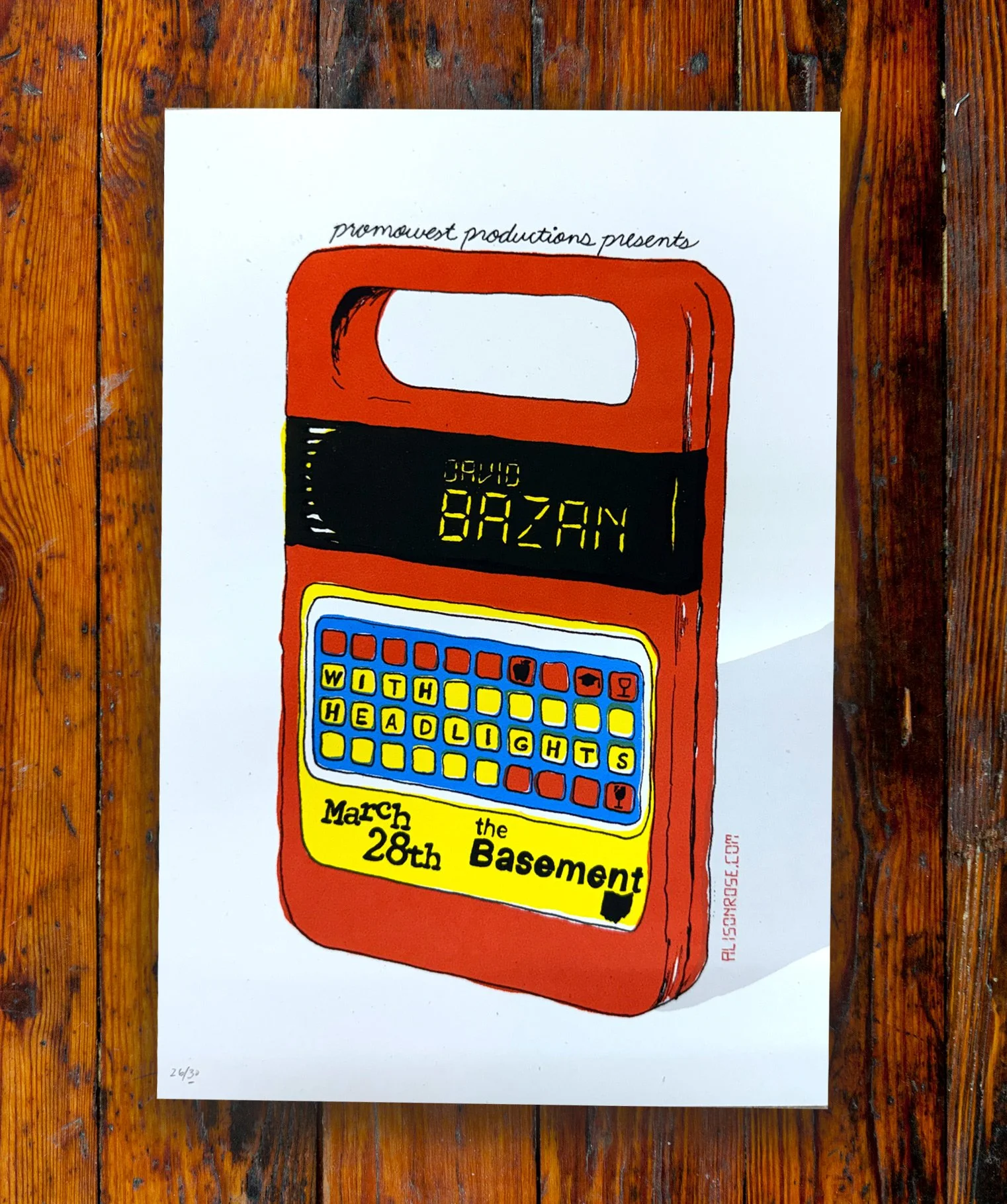 David Bazan (Pedro The Lion) Columbus Ohio 2011 Gig Poster