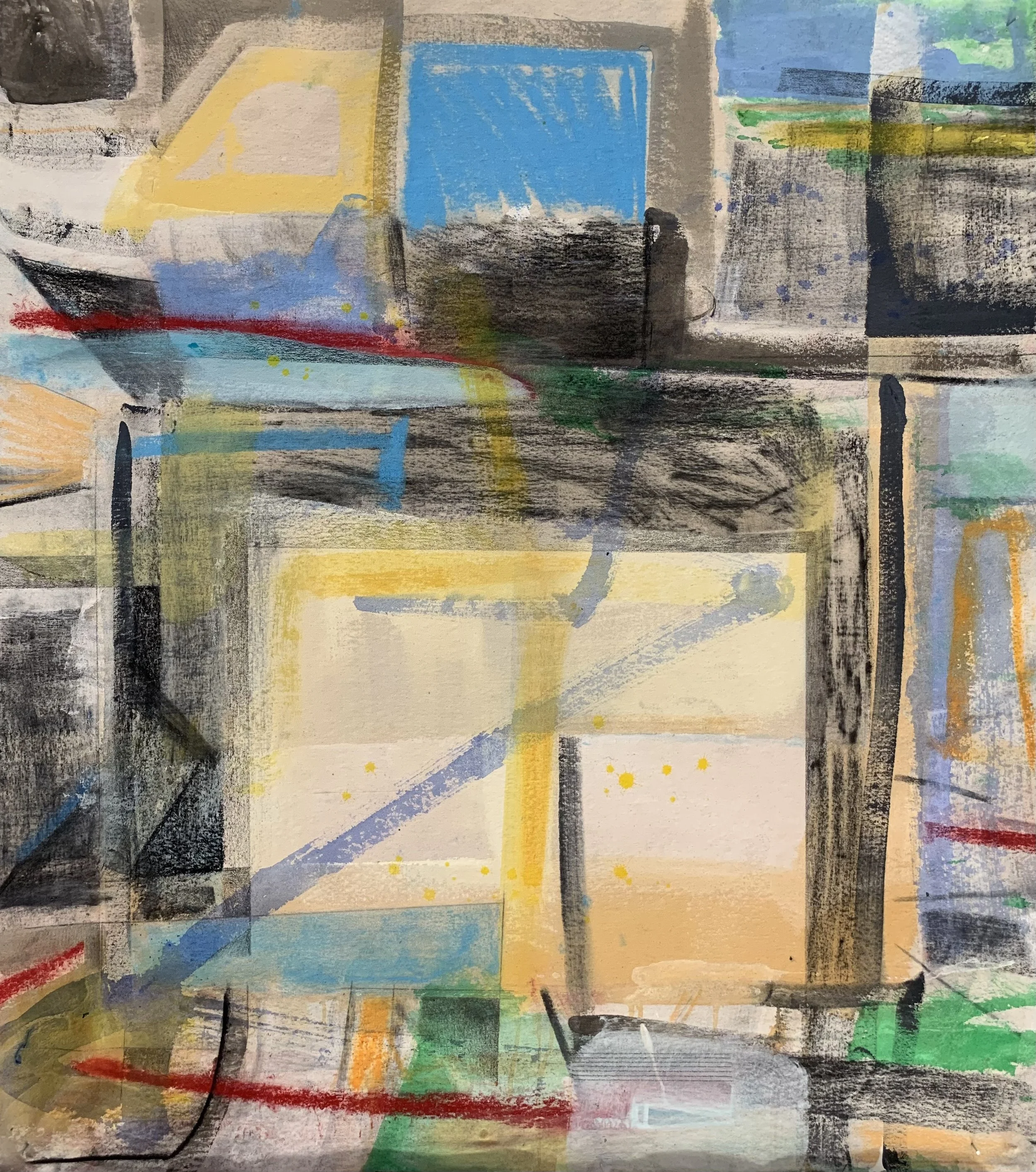 Afterthought,
39 inches x 35 1/2 inches,
Acrylic, charcoal, pastel on canvas