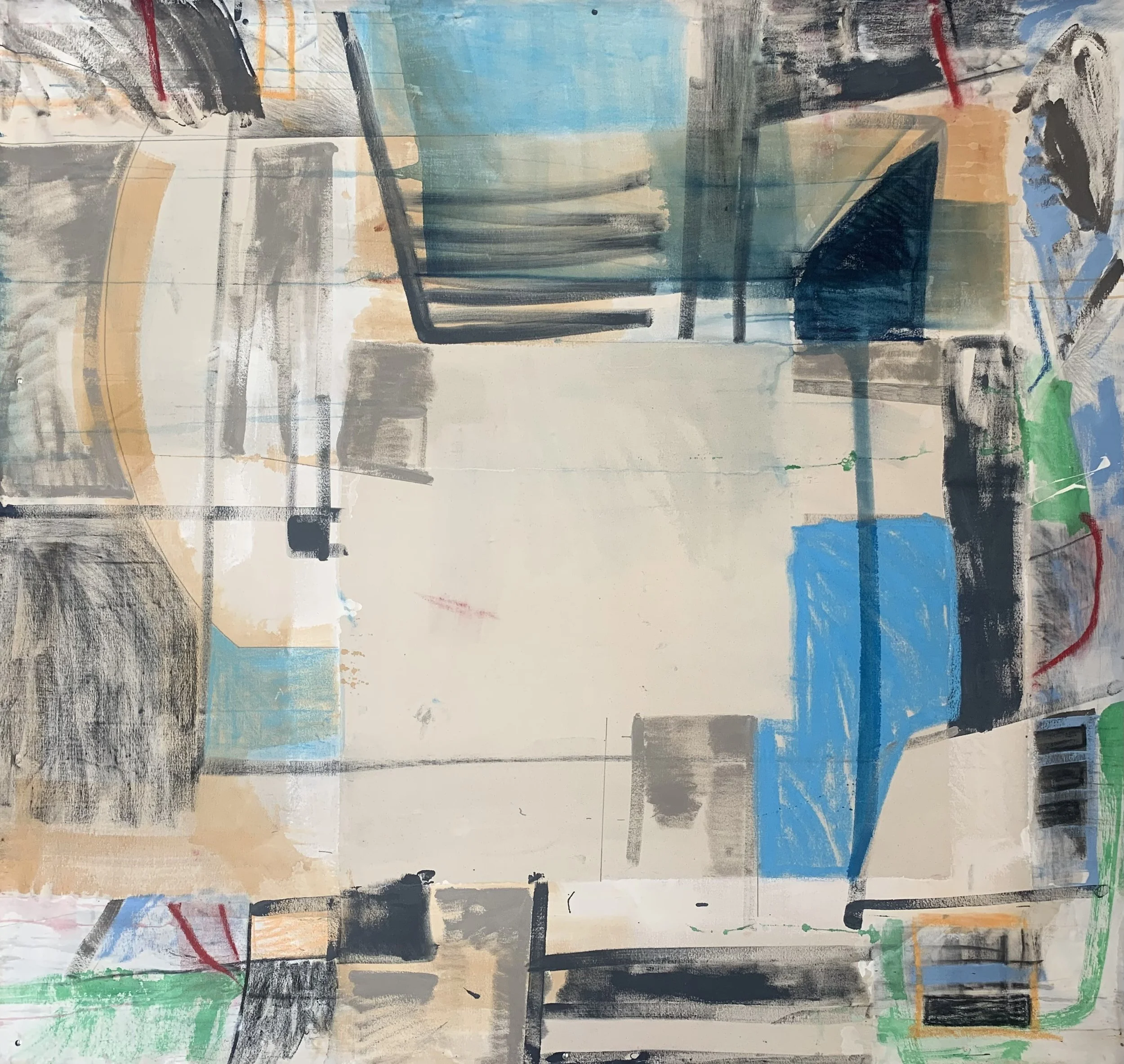 This city around me,
72 inches x 75 inches,
Acrylic, charcoal, pastel, pencil on canvas