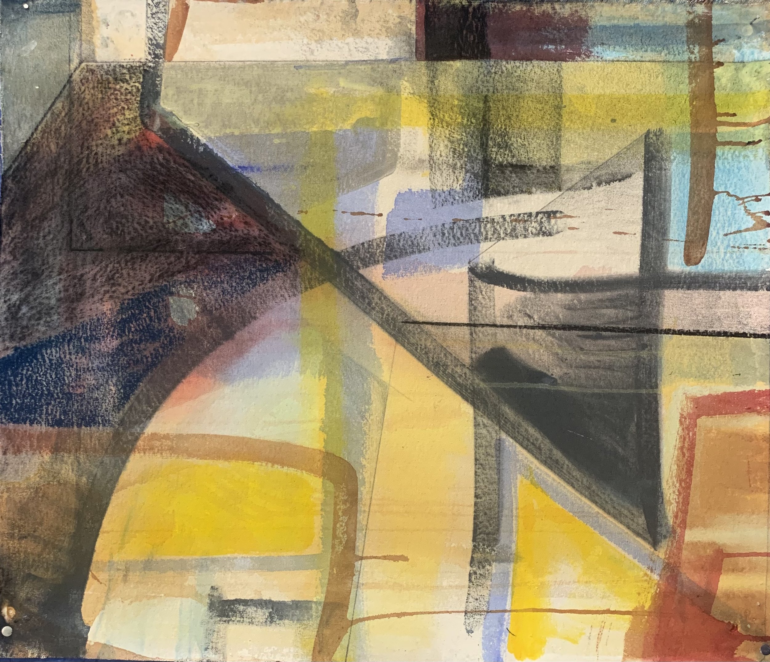 Last seat on the W,
24 inches x 28 inches,
Acrylic, pastel on canvas