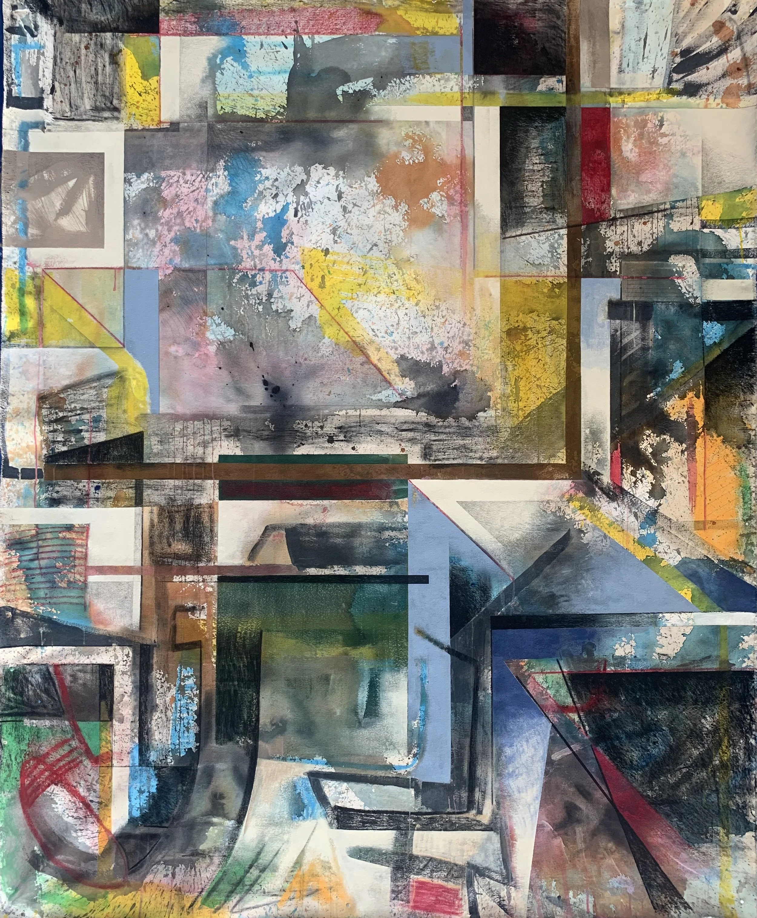Access,
88 inches x 71 inches,
Acrylic, charcoal, pastel on canvas