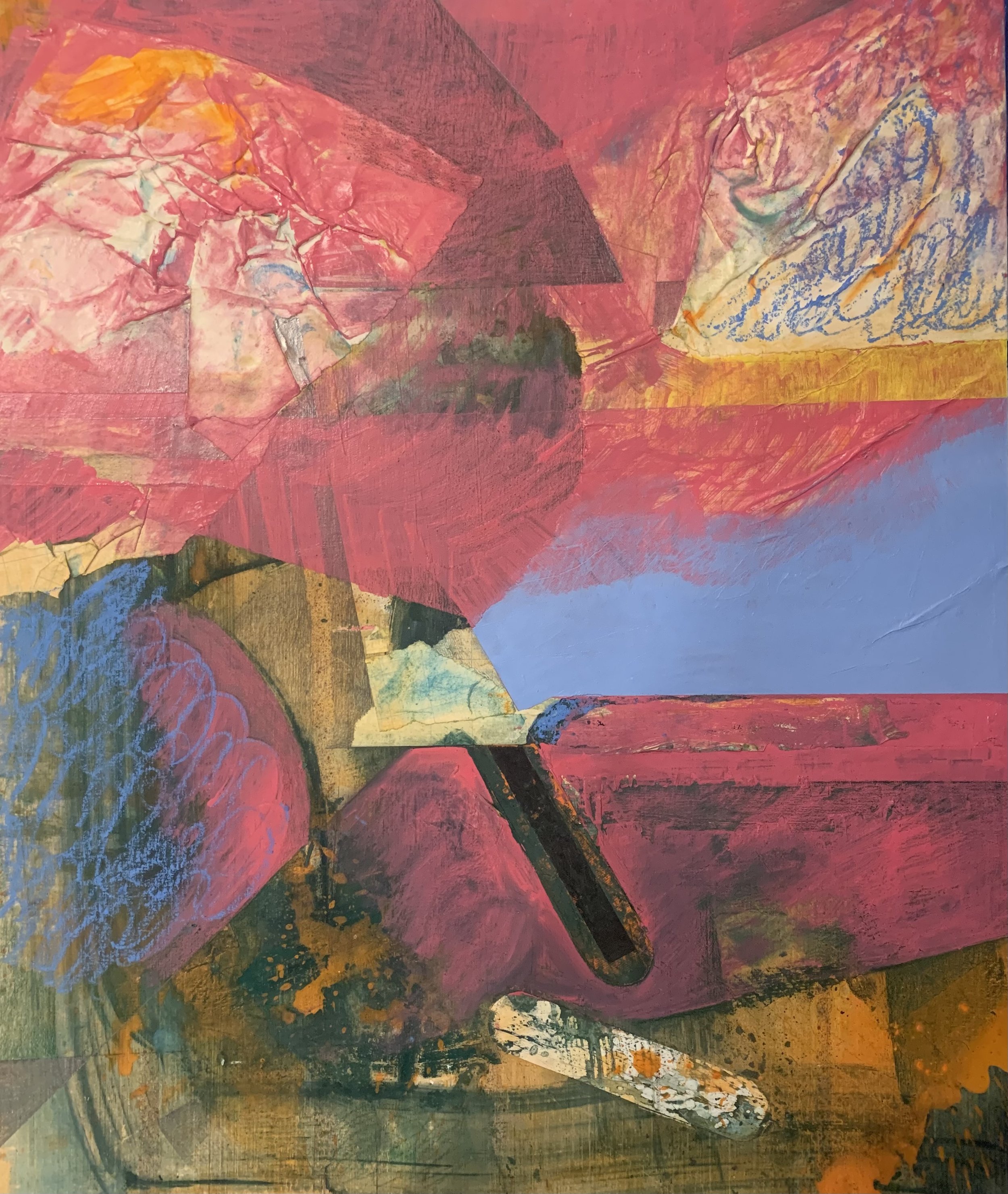 Clouds over Los Alamos,
29 inches x 24 inches,
Acrylic, pastel, pencil, on wood panel