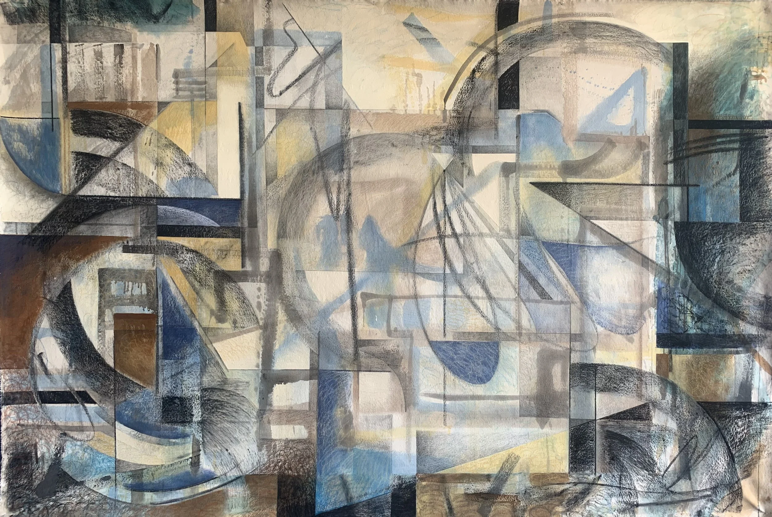 Long Island City,
71 inches x 105 inches,
Acrylic, charcoal, pastels on canvas
