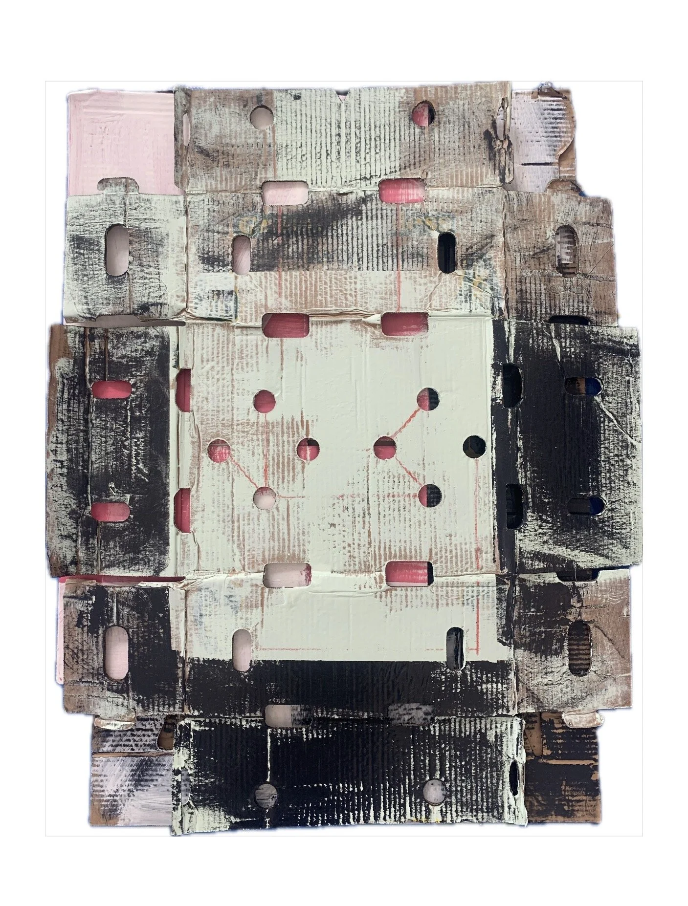 Assemblage #3: Consensus,
35 inches x 30 inches,
Acrylic, oil pastel on cardboard