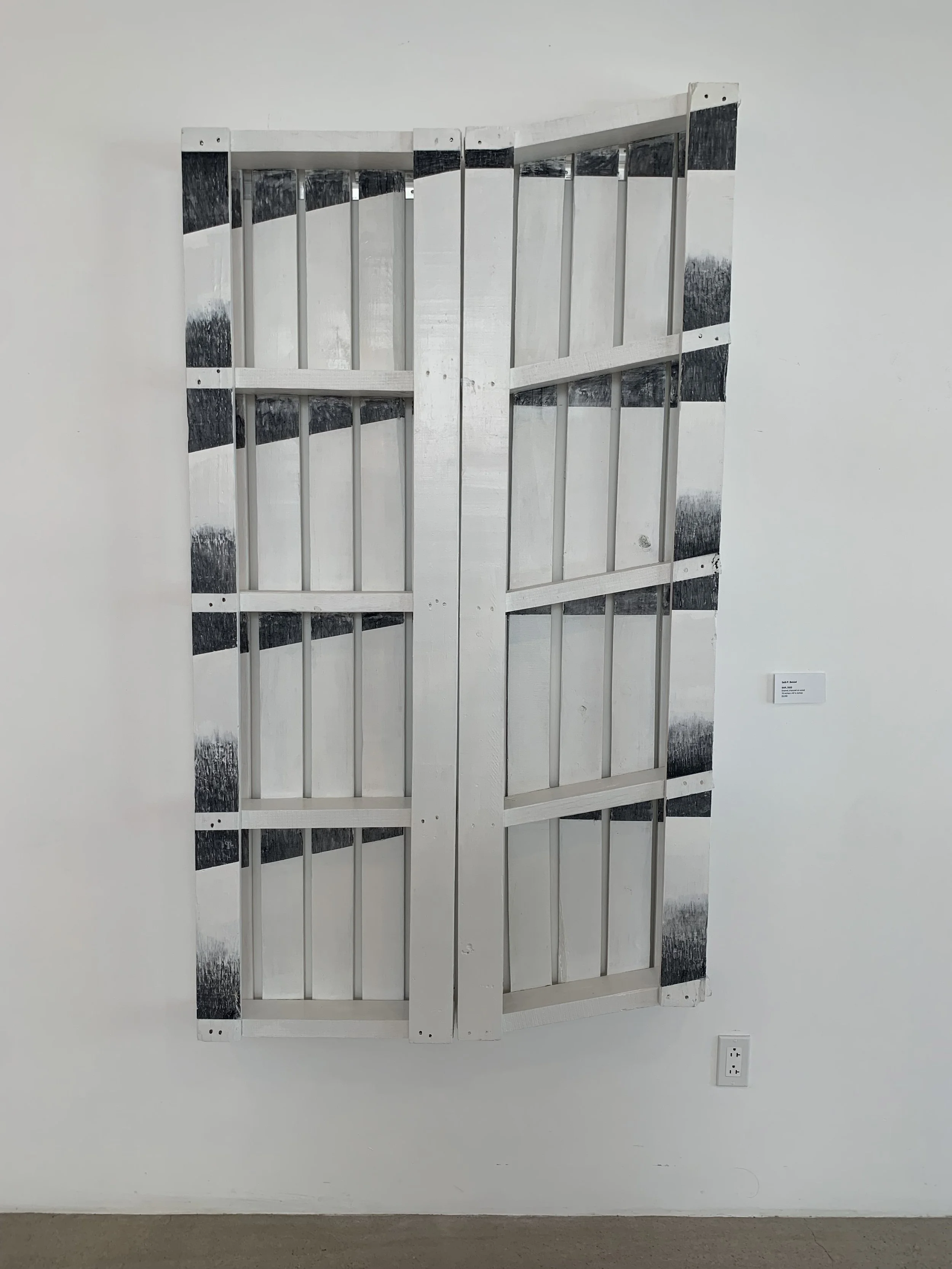 Shift,
70 inches x 40 1/2,
Acrylic, charcoal on wood
