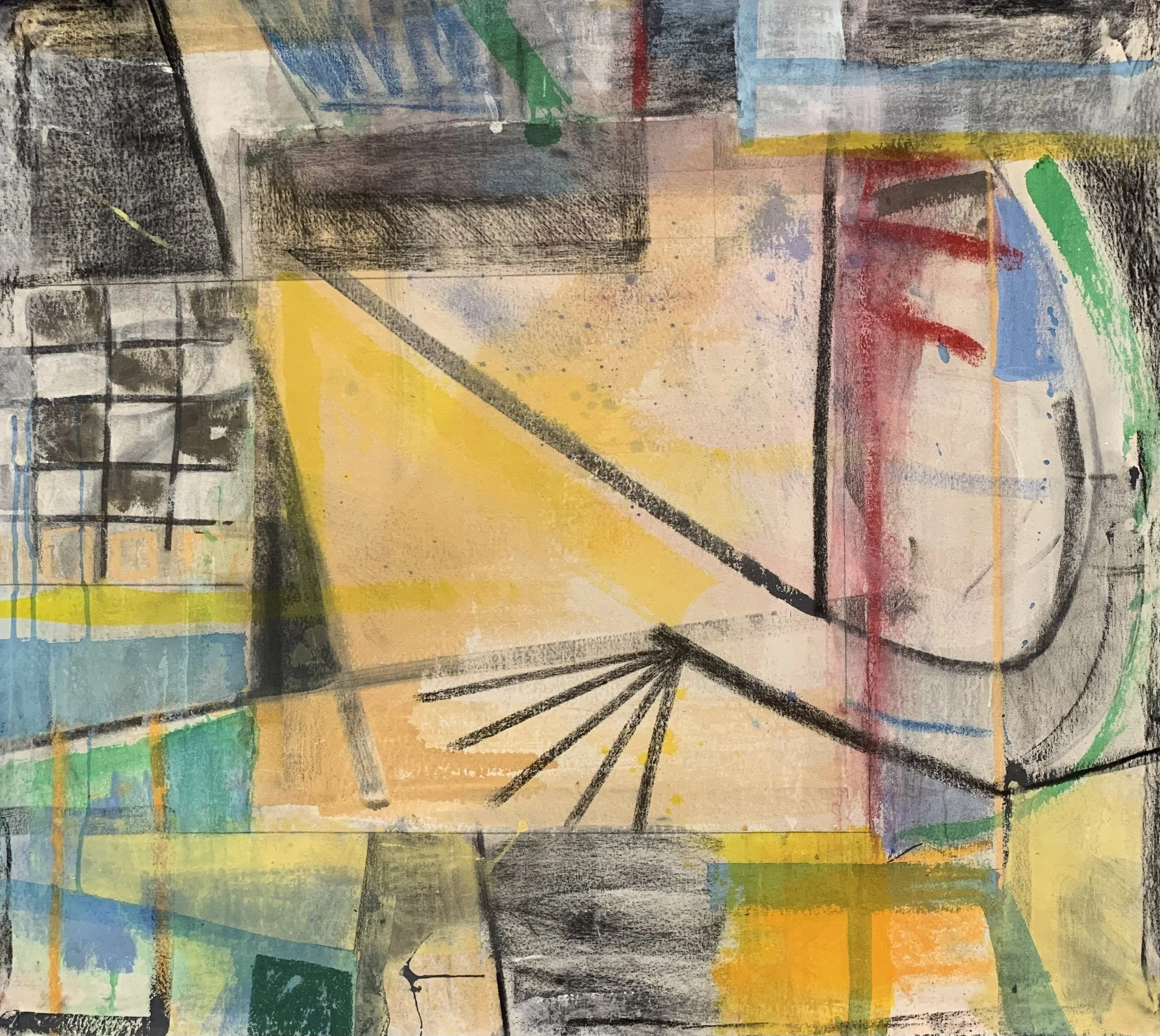 Urban recollection,
36 inches x 39 inches,
Acrylic, charcoal, pastel on canvas
