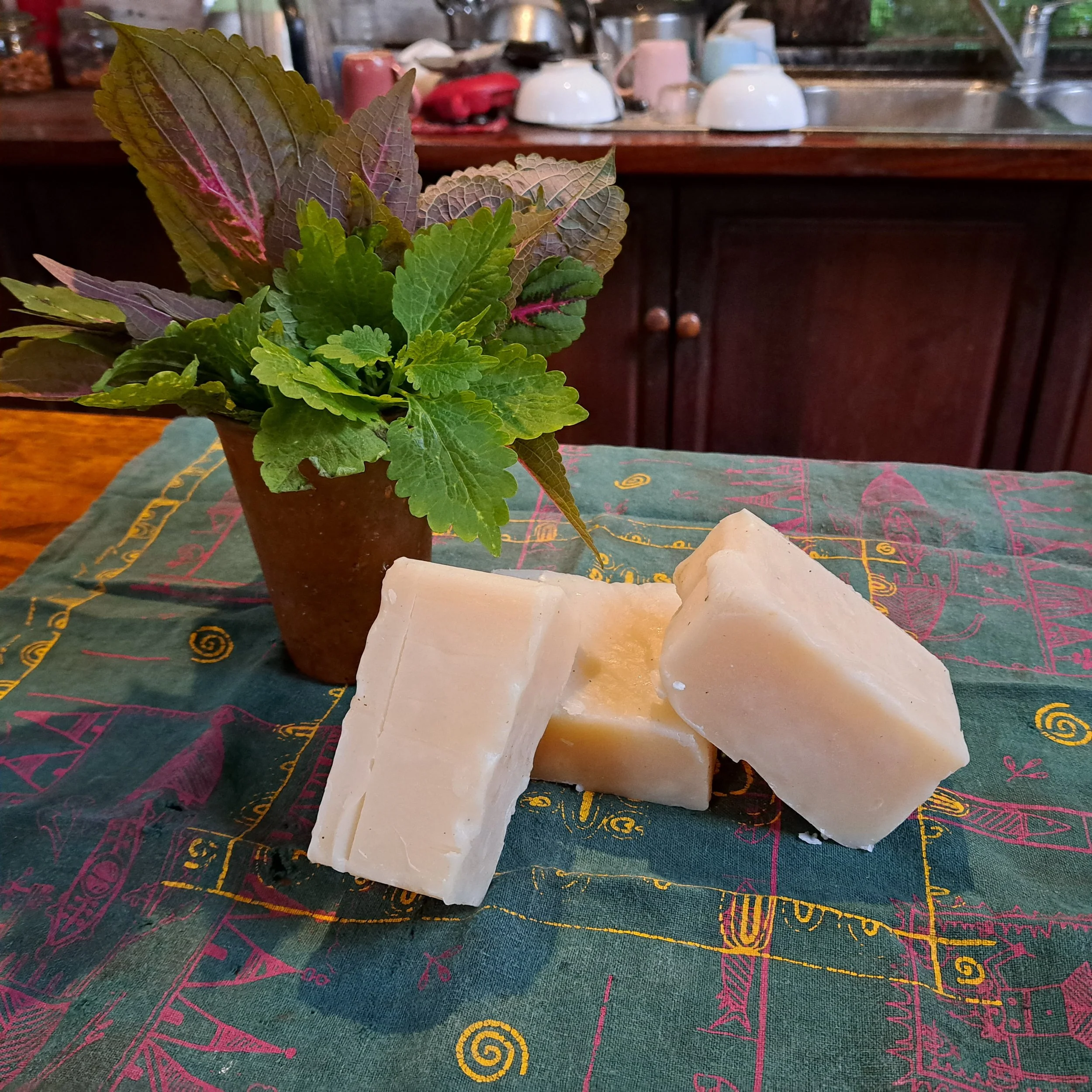 home made soap in off grid ecovillage