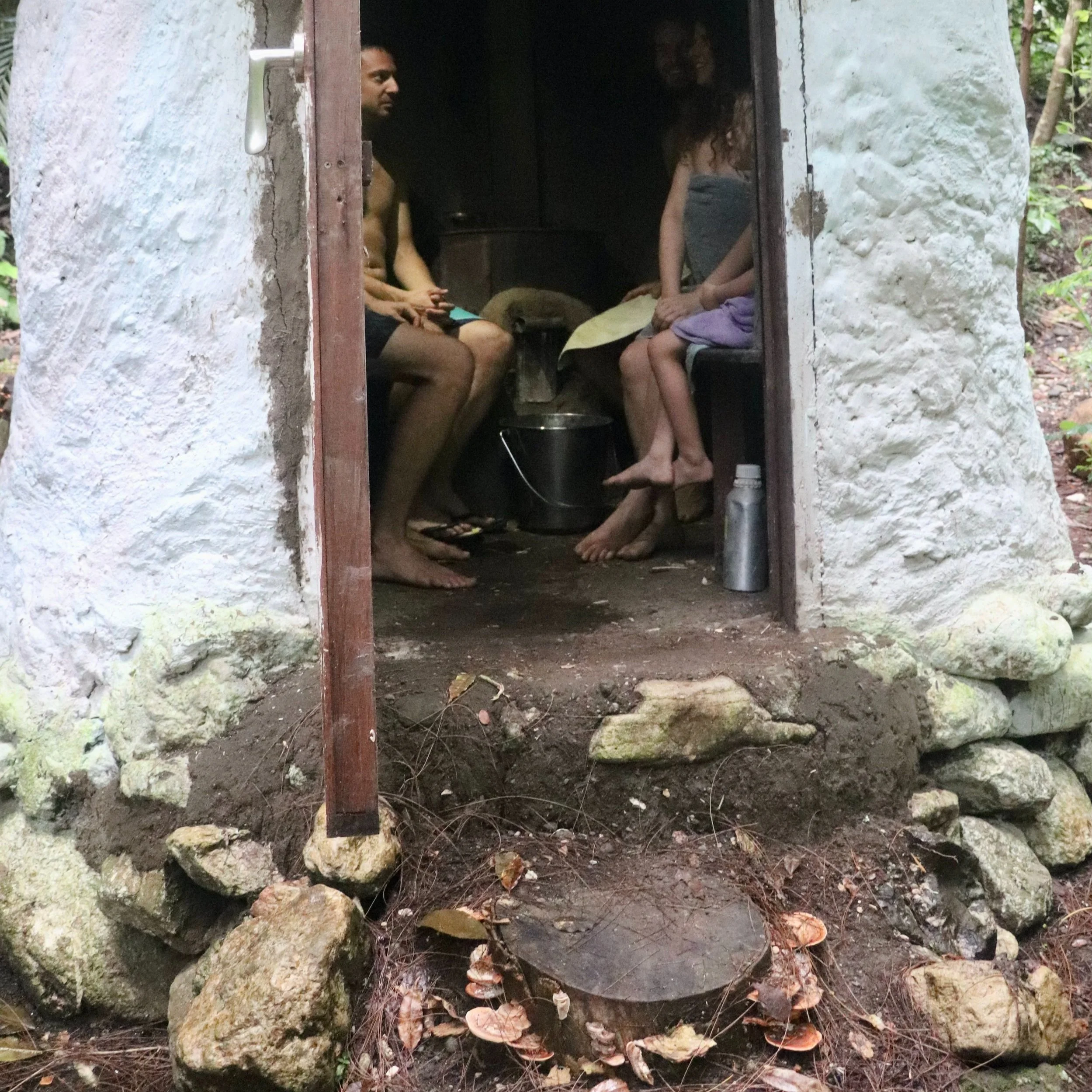 earth sauna doorway