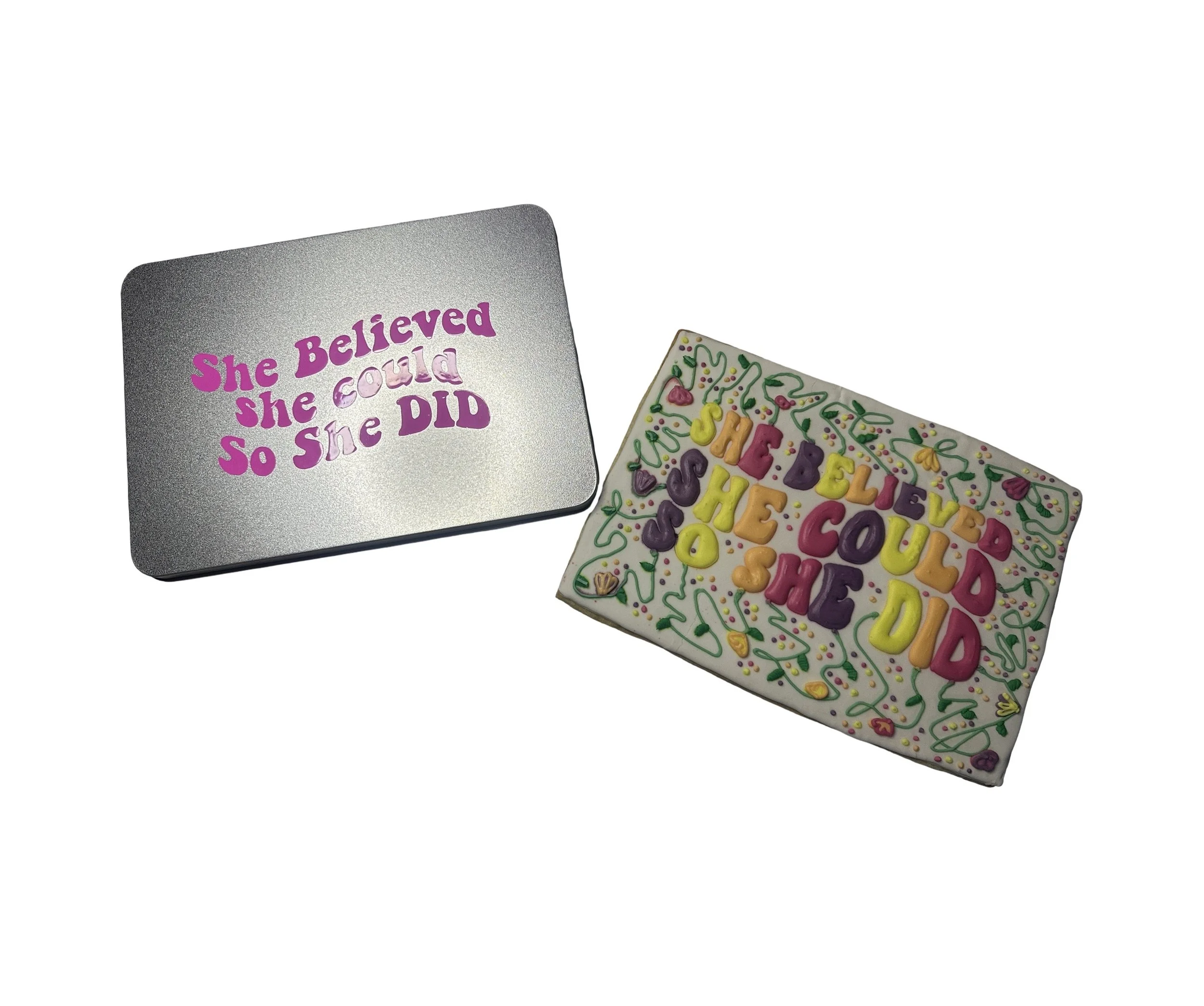 Quote Cookie in a Keepsake Tin — A5 Hand-Iced Cookie