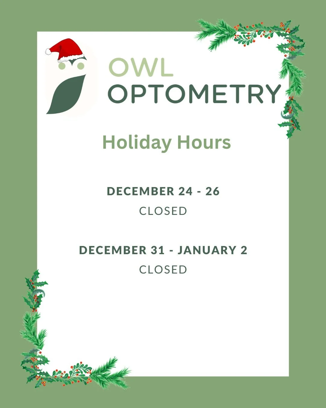 Wishing everyone a wonderful holiday season and happy New Year!

We will be closed for the holidays on:
December 24 - 26
December 31 - January 2

We will reopen on January 5, 2026 with regular business hours.