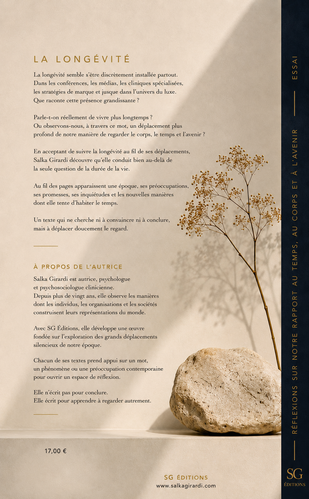 Quatrième de couverture de Longévité de Salka Girardi, prochainement publié par SG Éditions.