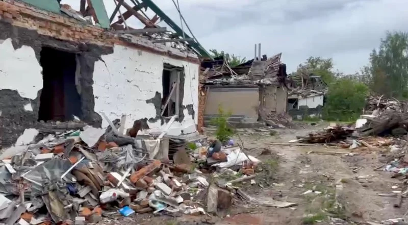 Korosten - oblast po zásahu ruské rakety.