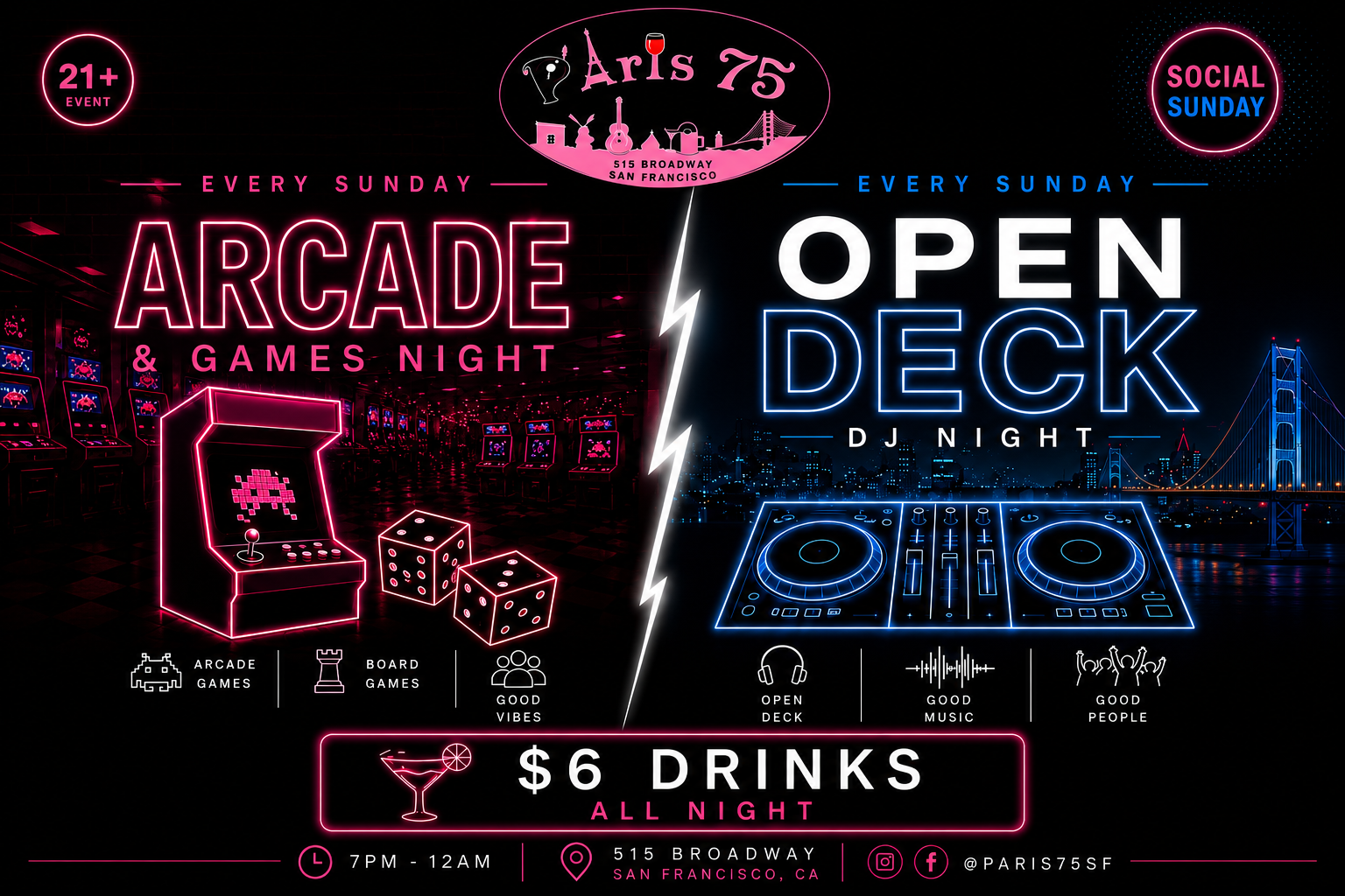 ARCADE & GAMES NIGHT + OPEN DECK