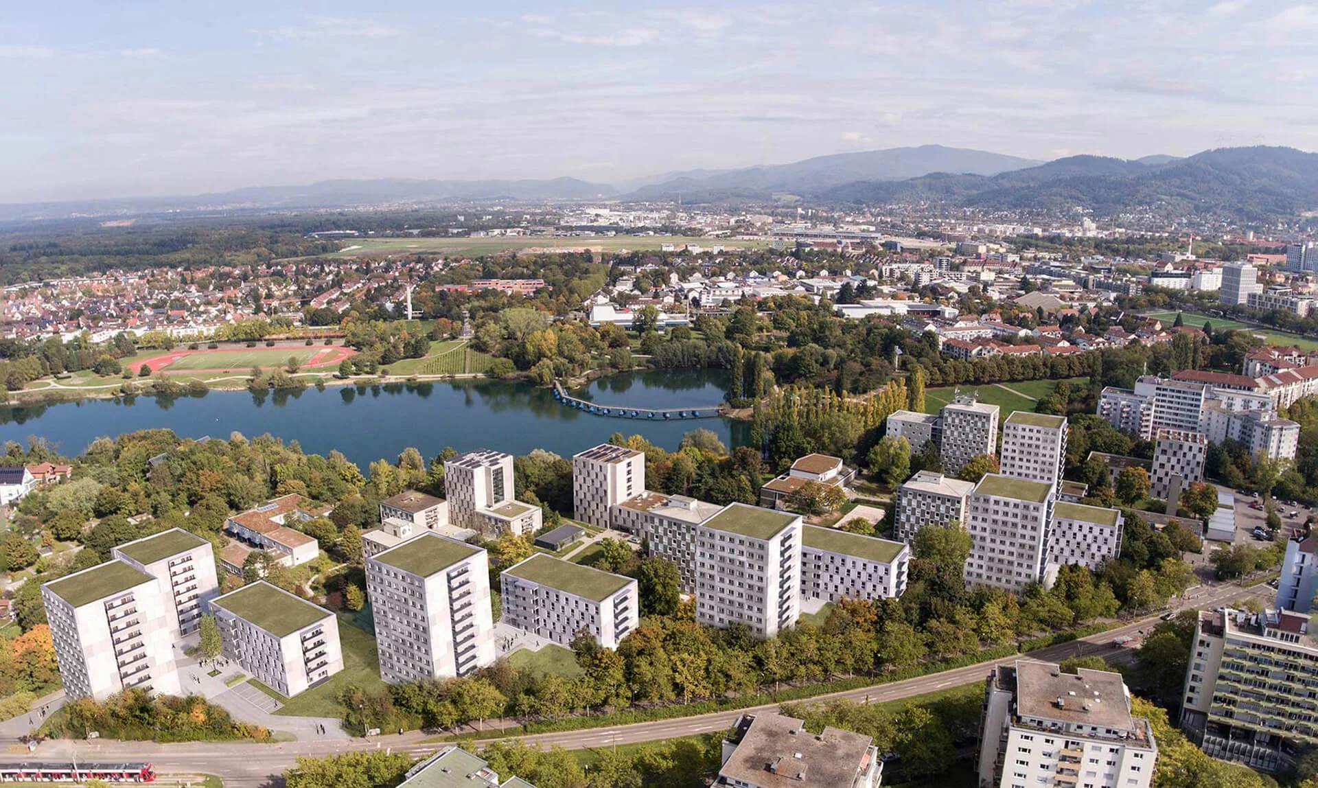 Städtebauvisualisierung - Stusi am Seepark Freiburg - ABMP Architektur