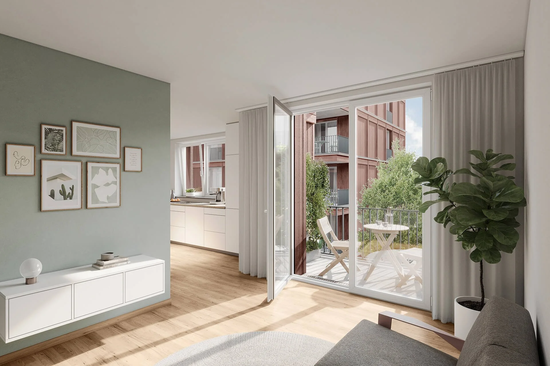 Innenraumvisualisierung - Wohnungsbau Elefantenweg Freiburg