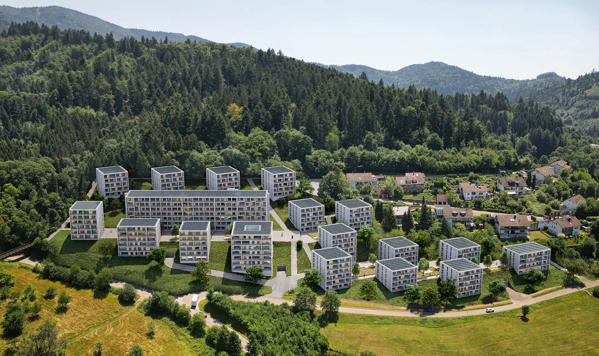 Architekturvisualisierung - Wohnungsbau ehemaliges Klinikgelände Waldkirch