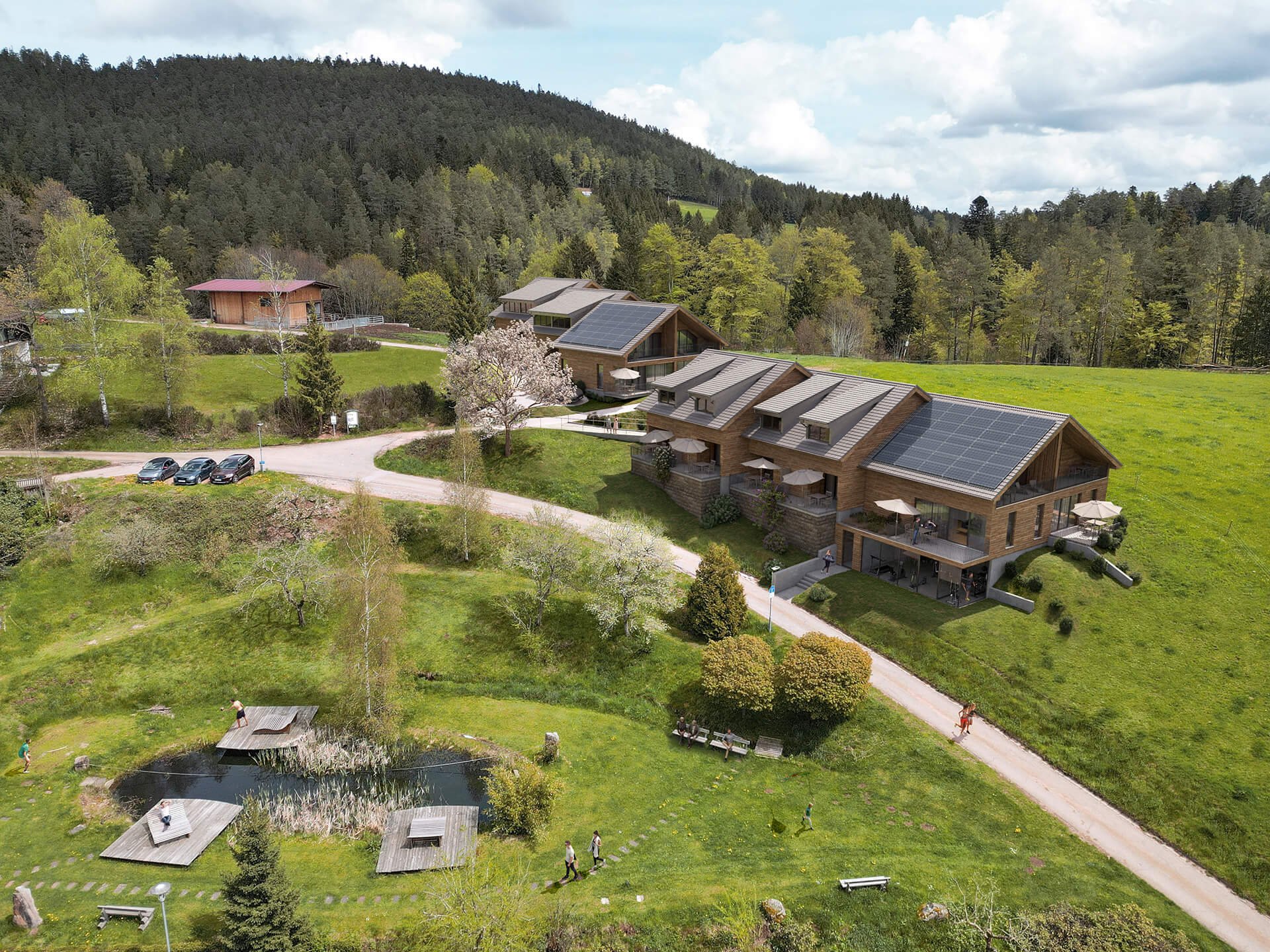 Architekturvisualisierung - Luxuschalets am Käppelehof im Schwarzwald