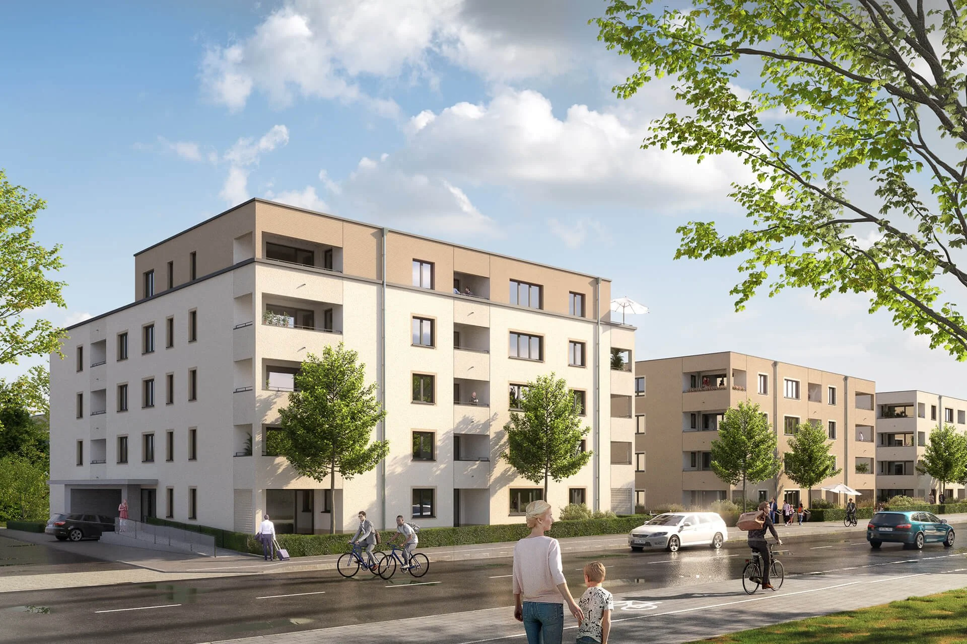 Architekturvisualisierung - Wohnungsbau Elsässer Strasse Freiburg