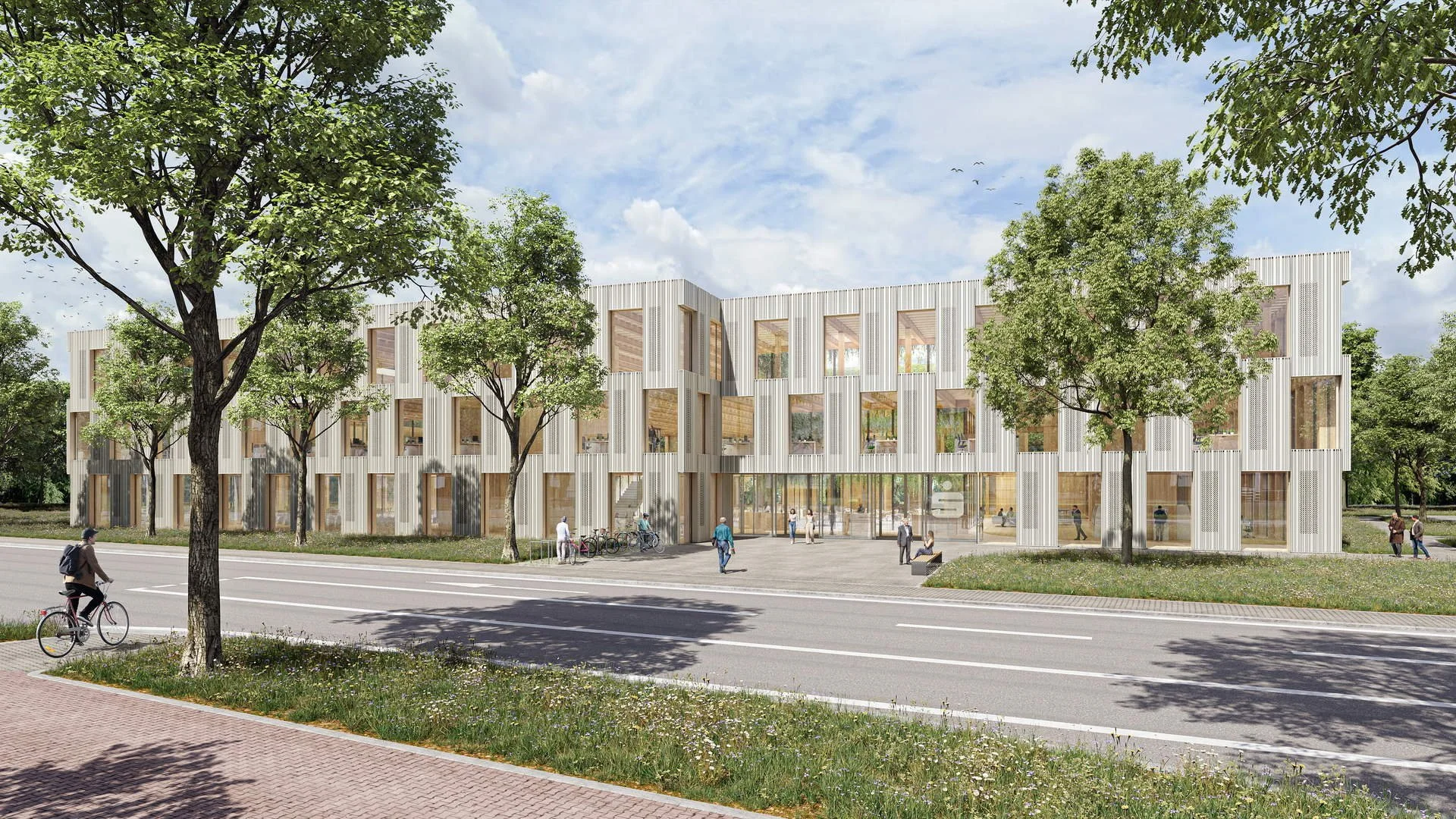 Neubau Hauptstelle Sparkasse in Langen-Seligenstadt, Aussenvisualisierung LINK3D