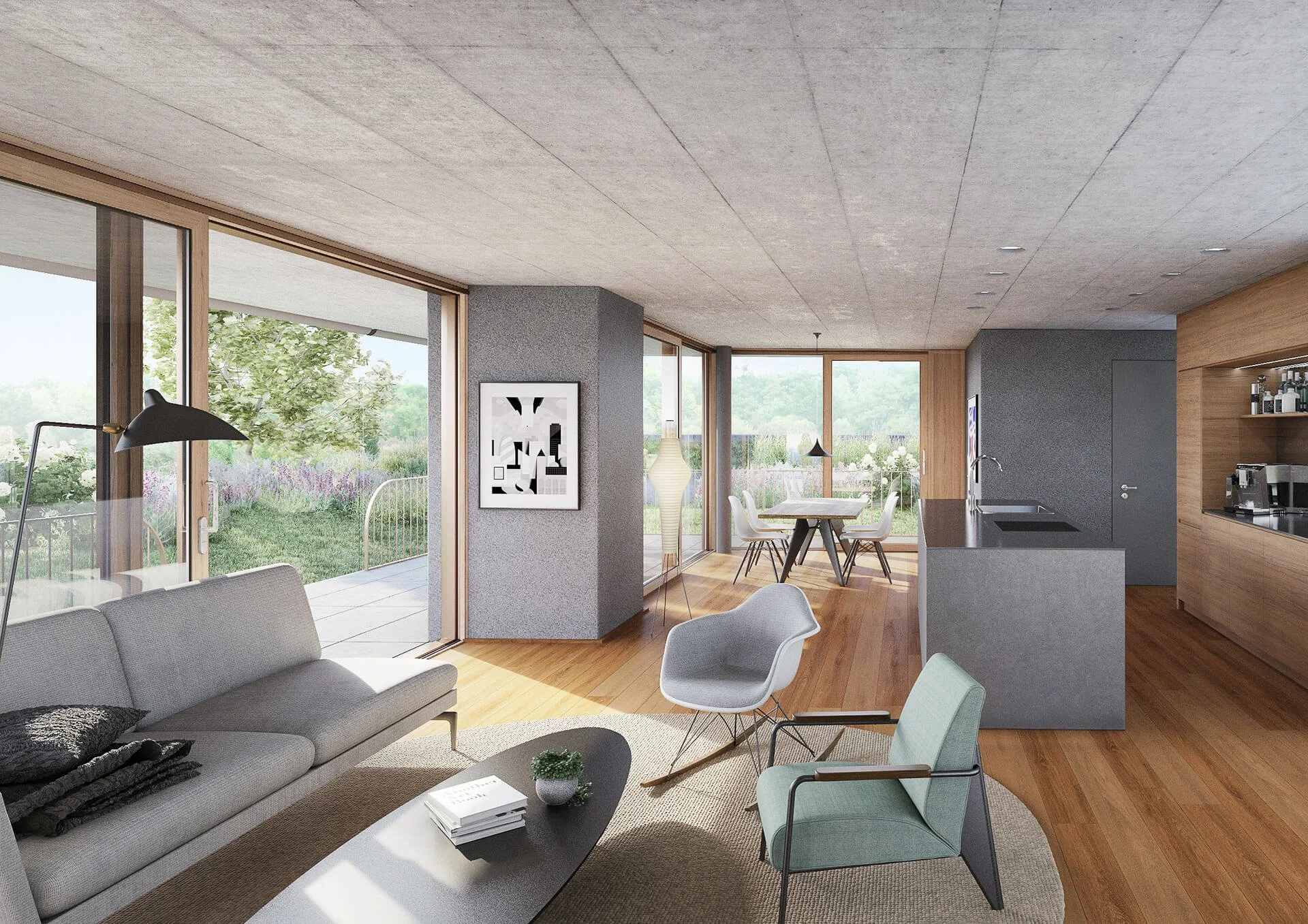 Innenraumvisualisierung - Wohnungsbau Benkenstrasse Binningen Schweiz