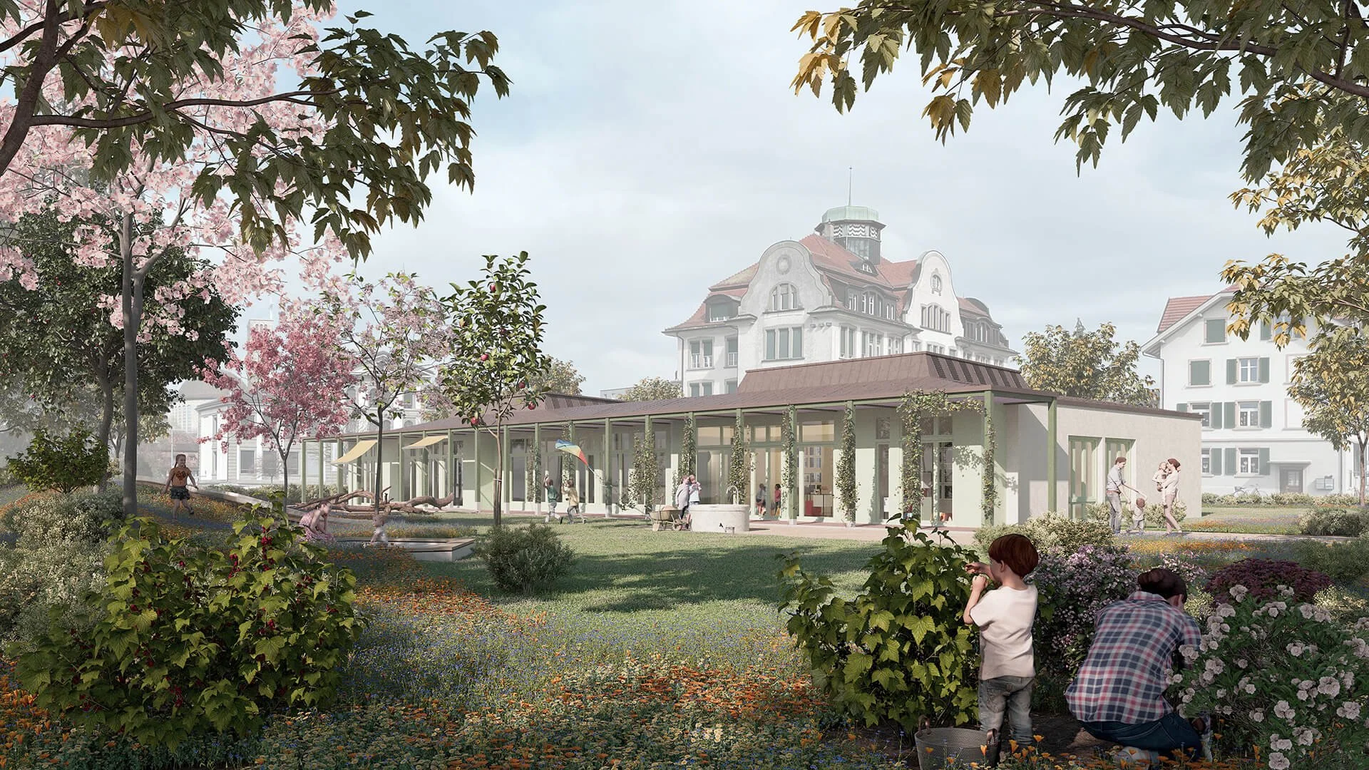 Wettbewerbsperspektive - Doppelkindergarten Kugelwis 2.Preis