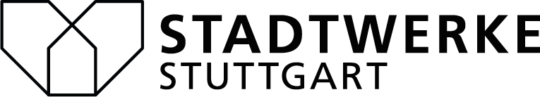 Das Logo der Stadtwerke Stuttgart, das ein stilisiertes Haus und den Namen zeigt.