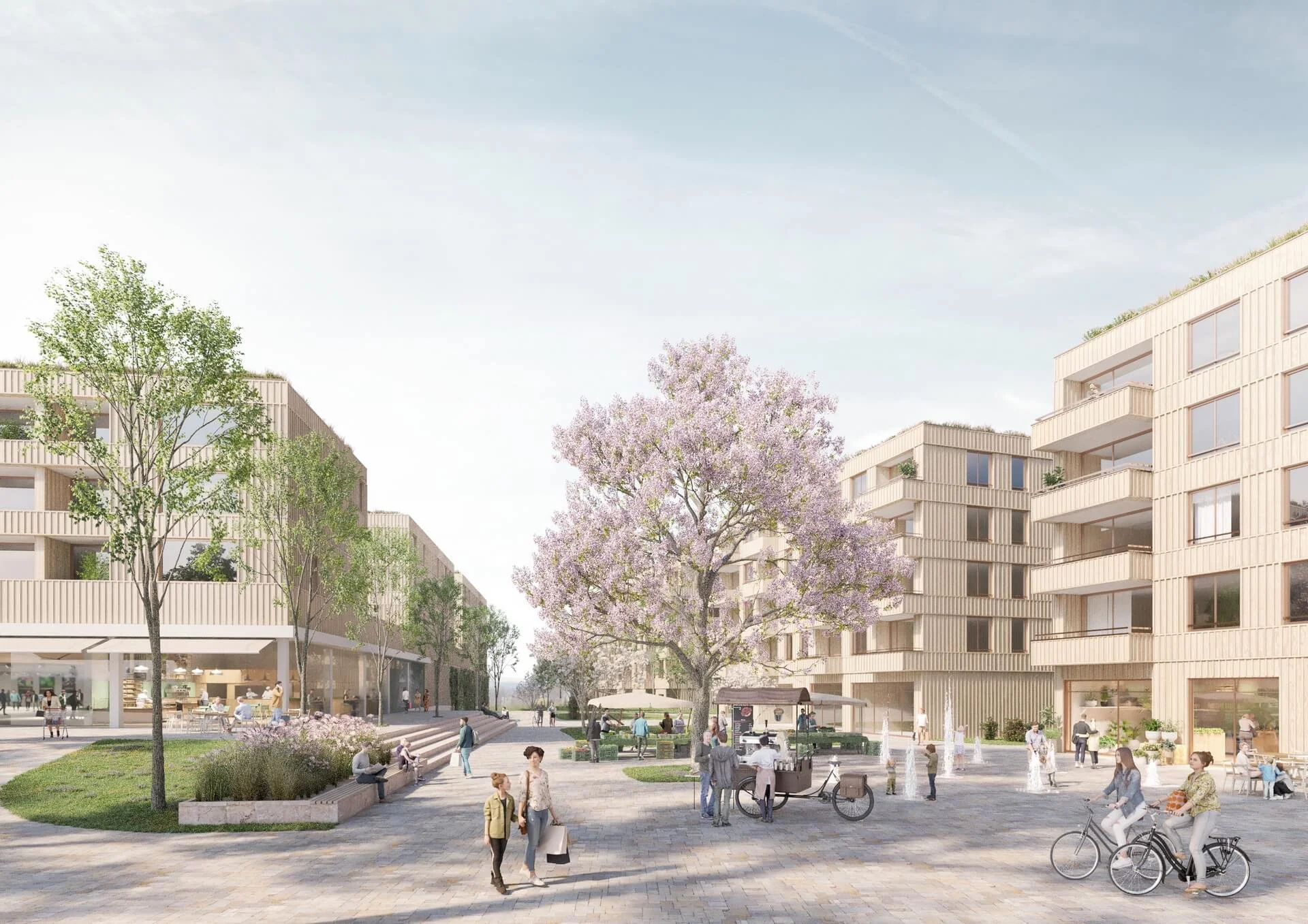Wettbewerbsperspektive - Neubau Nordstadt Singen – Visualisierung für K9 Architekten