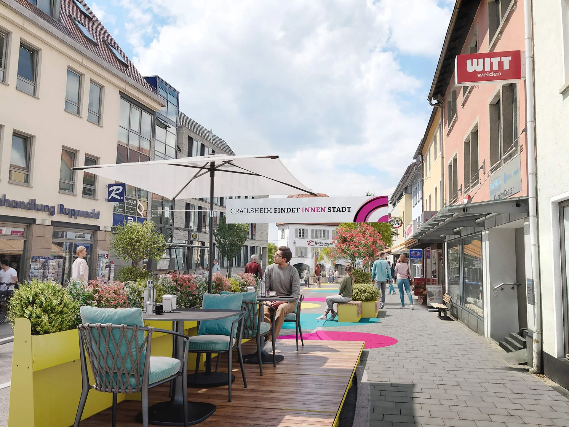 Landschaftsarchitektur - Visualisierungen für das Projekt temporäre Fußgängerzone der Innenstadt Crailsheim