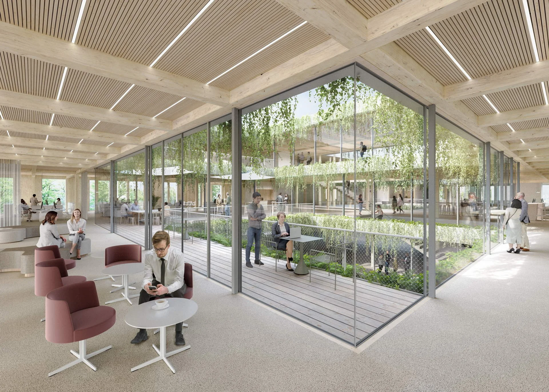 Neubau Hauptstelle Sparkasse in Langen-Seligenstadt, Innenvisualisierung LINK3D
