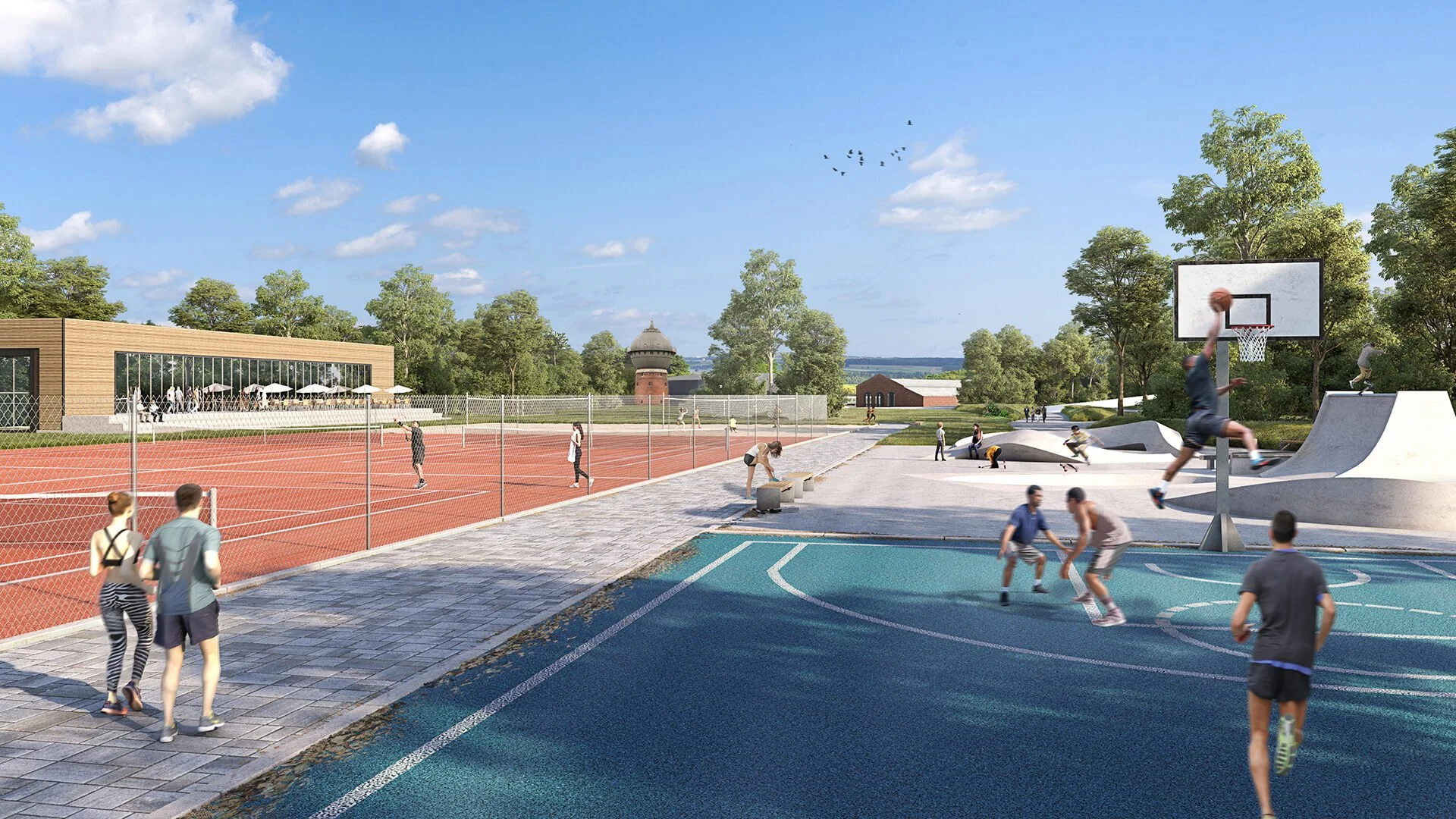 Landschaftsarchitektur - Sportplatz Visualisierung für das Bewerbungsverfahren Crailsheim - Landesgartenschau