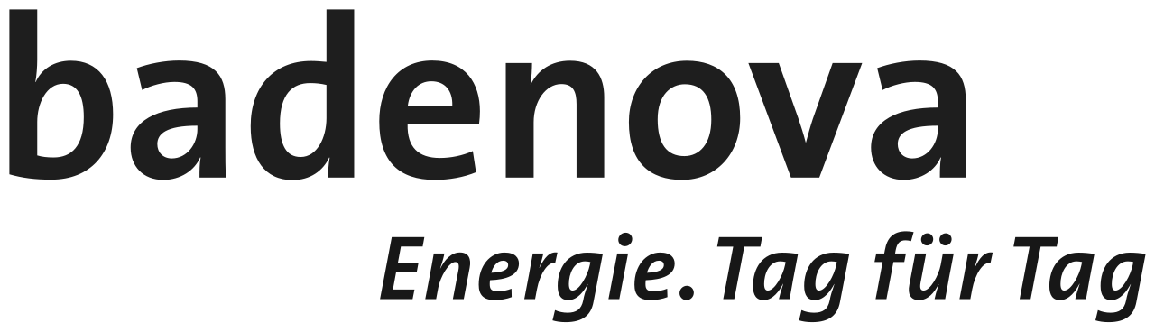 Logo des Unternehmens Badenova mit dem Slogan 'Energie. Tag für Tag'.