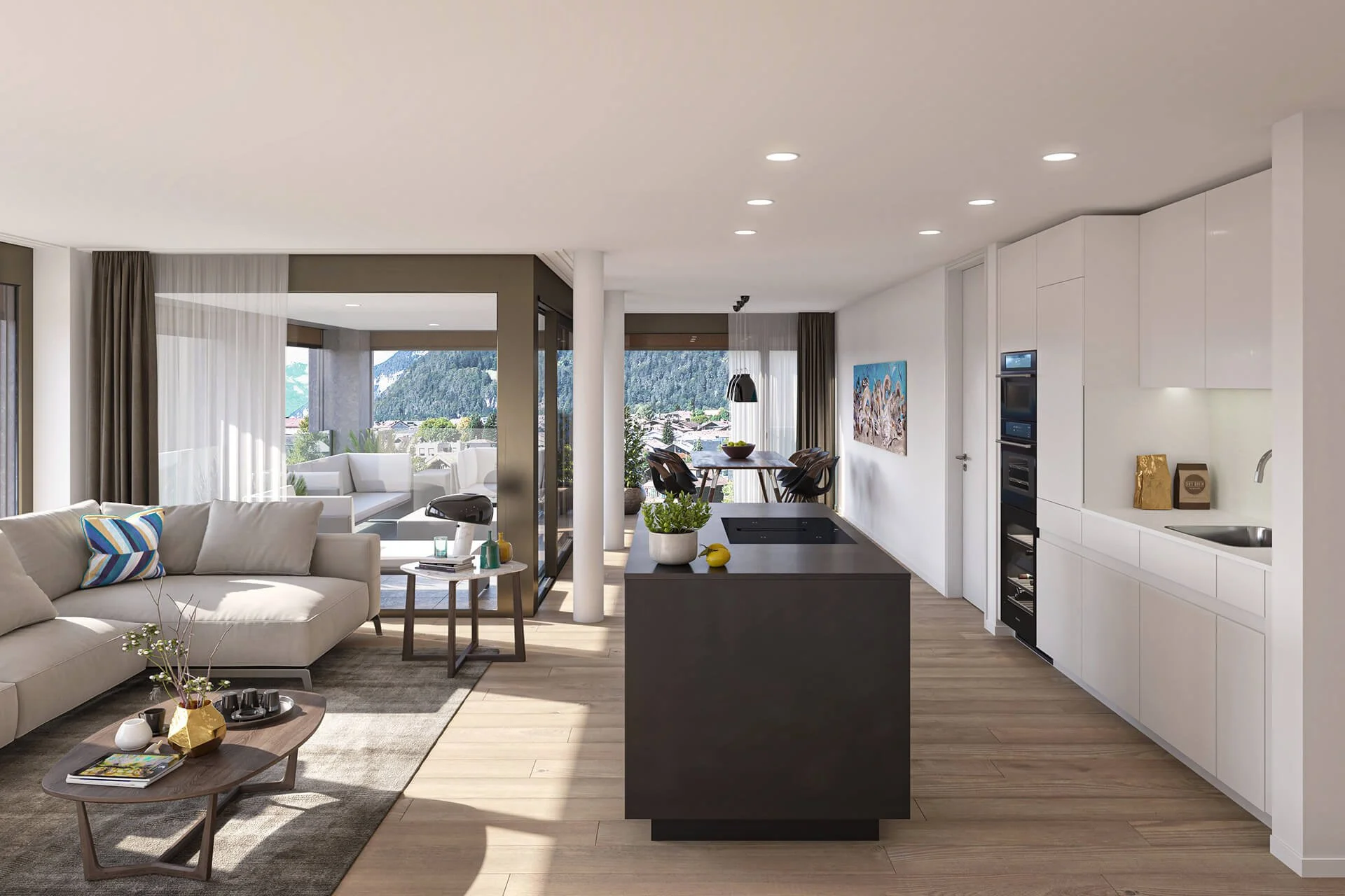 Innenraumvisualisierung - Station West Interlaken Wohn- und Geschäftshaus