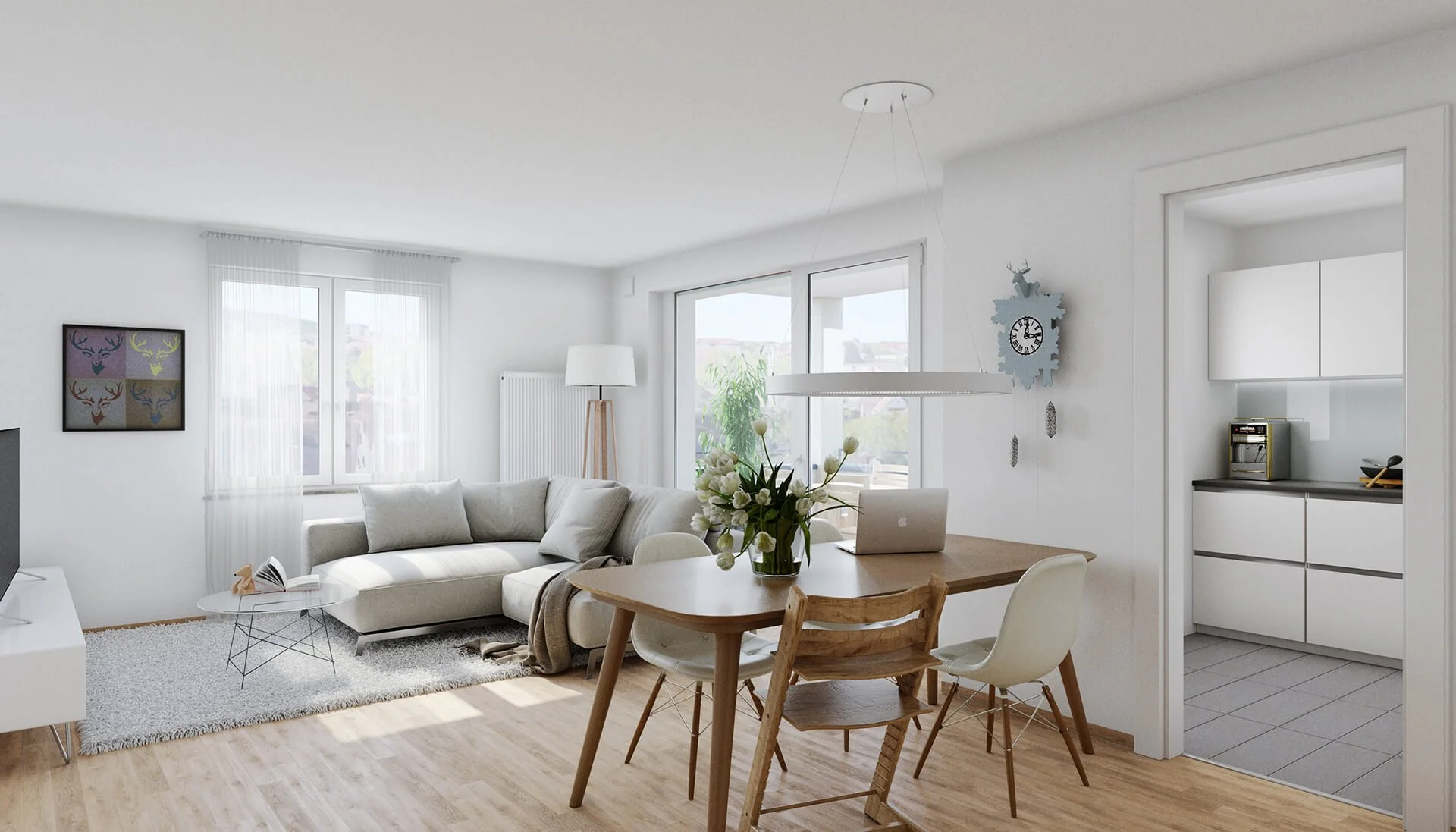 Innenraumvisualisierung - Wohnungsbau Elsässer Strasse Freiburg