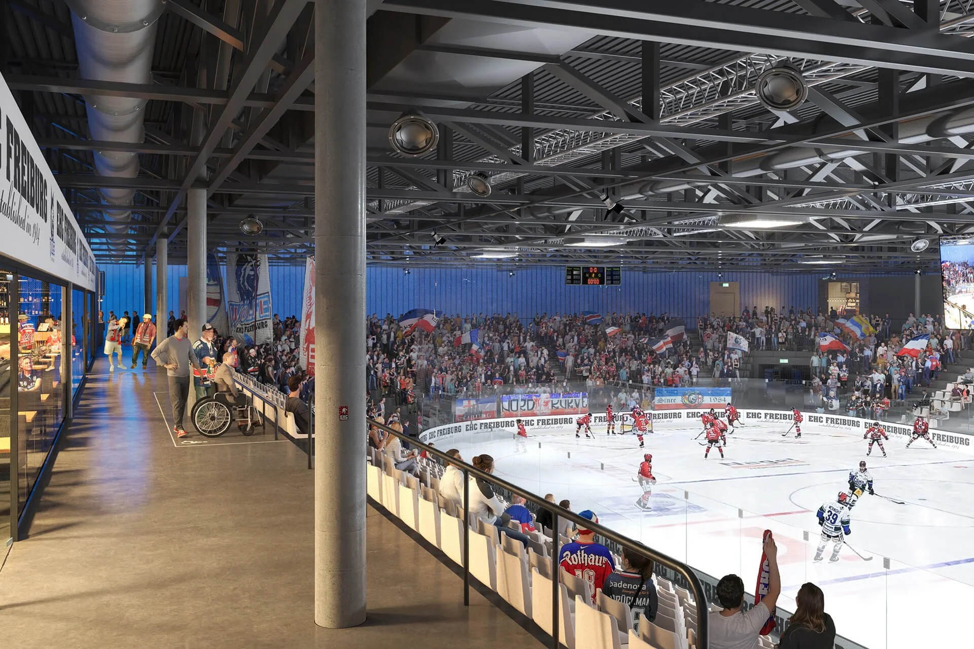 Innenraumvisualisierung - Konzeptstudie Eisstadion Freiburg
