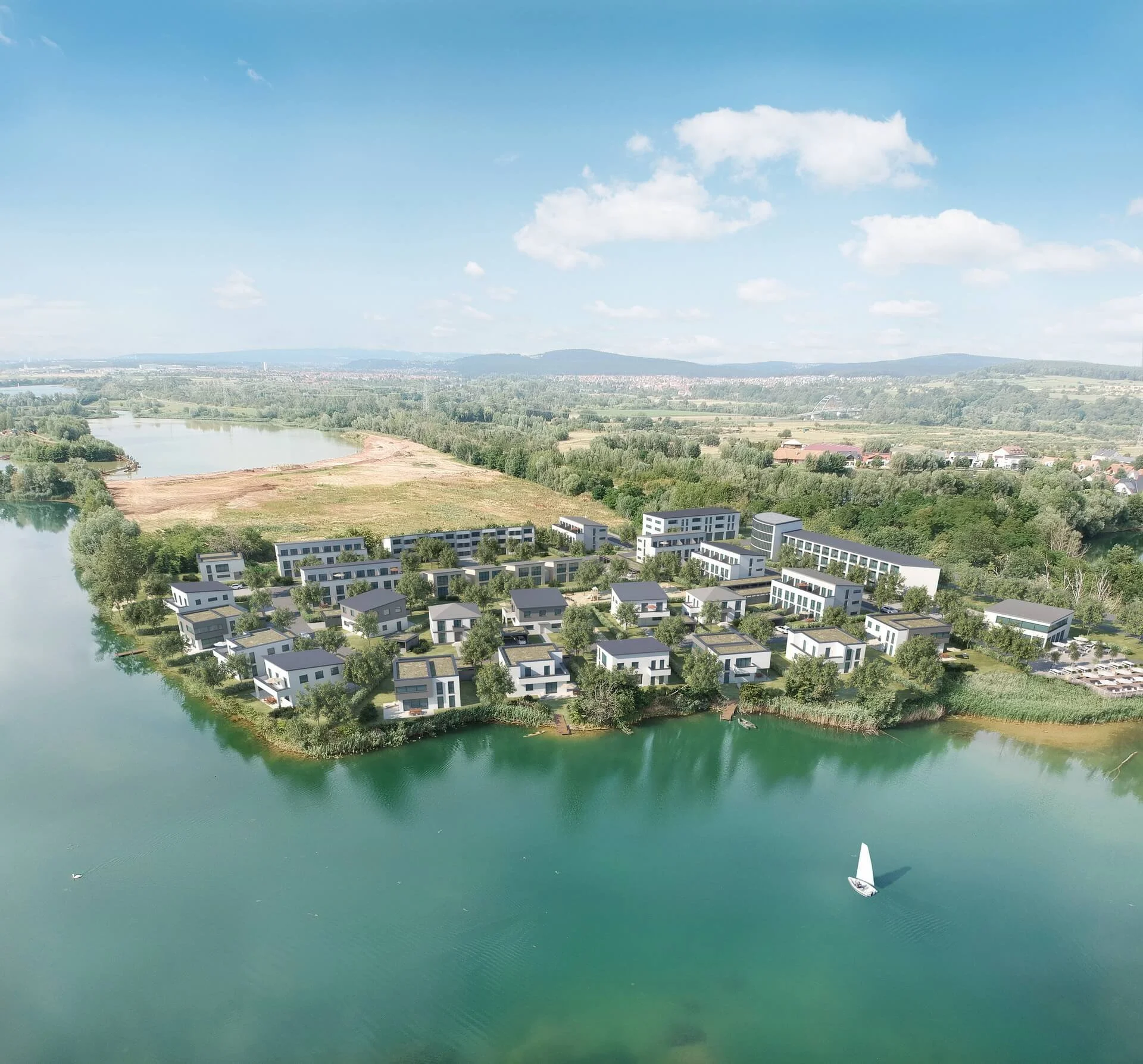 Städtebauvisualisierung - Wohnen am See - Wallstädter See Niedernberg