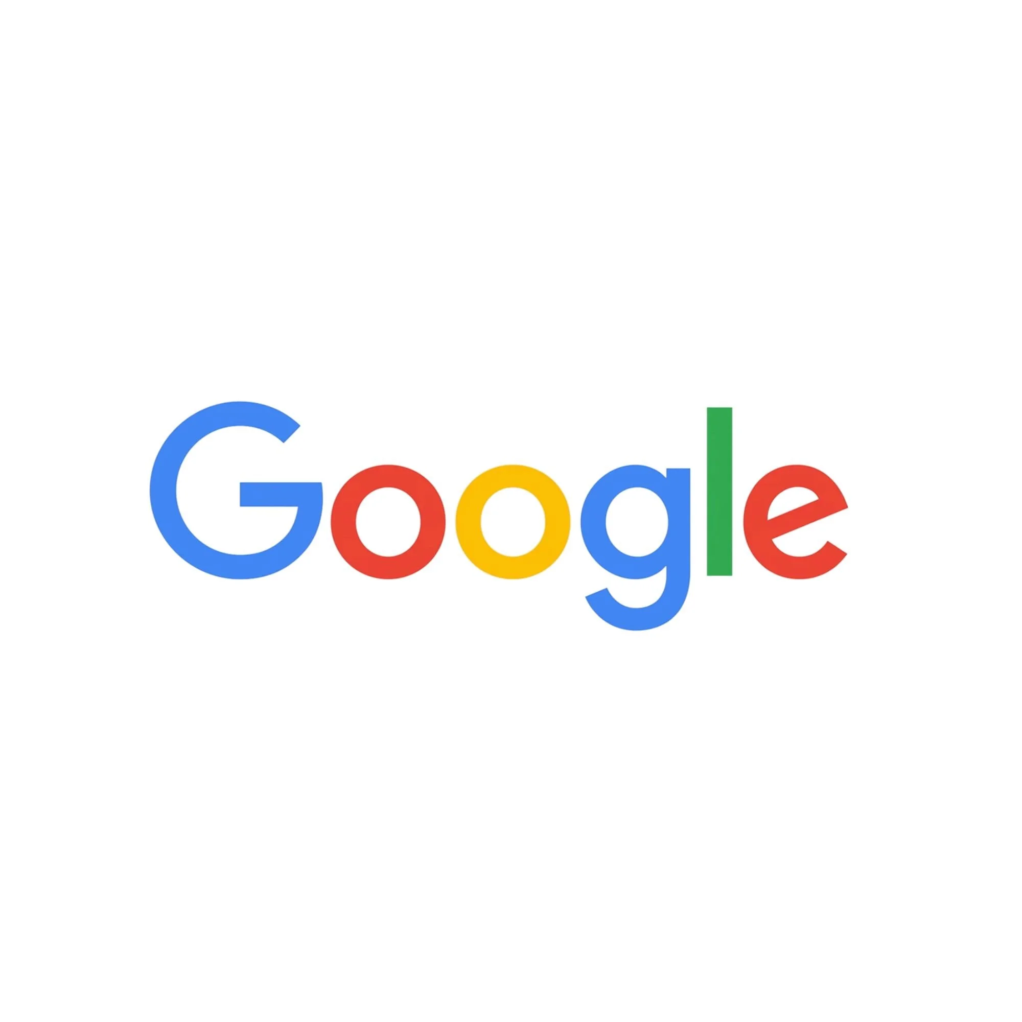 Google logo with colorful letters on a white background.