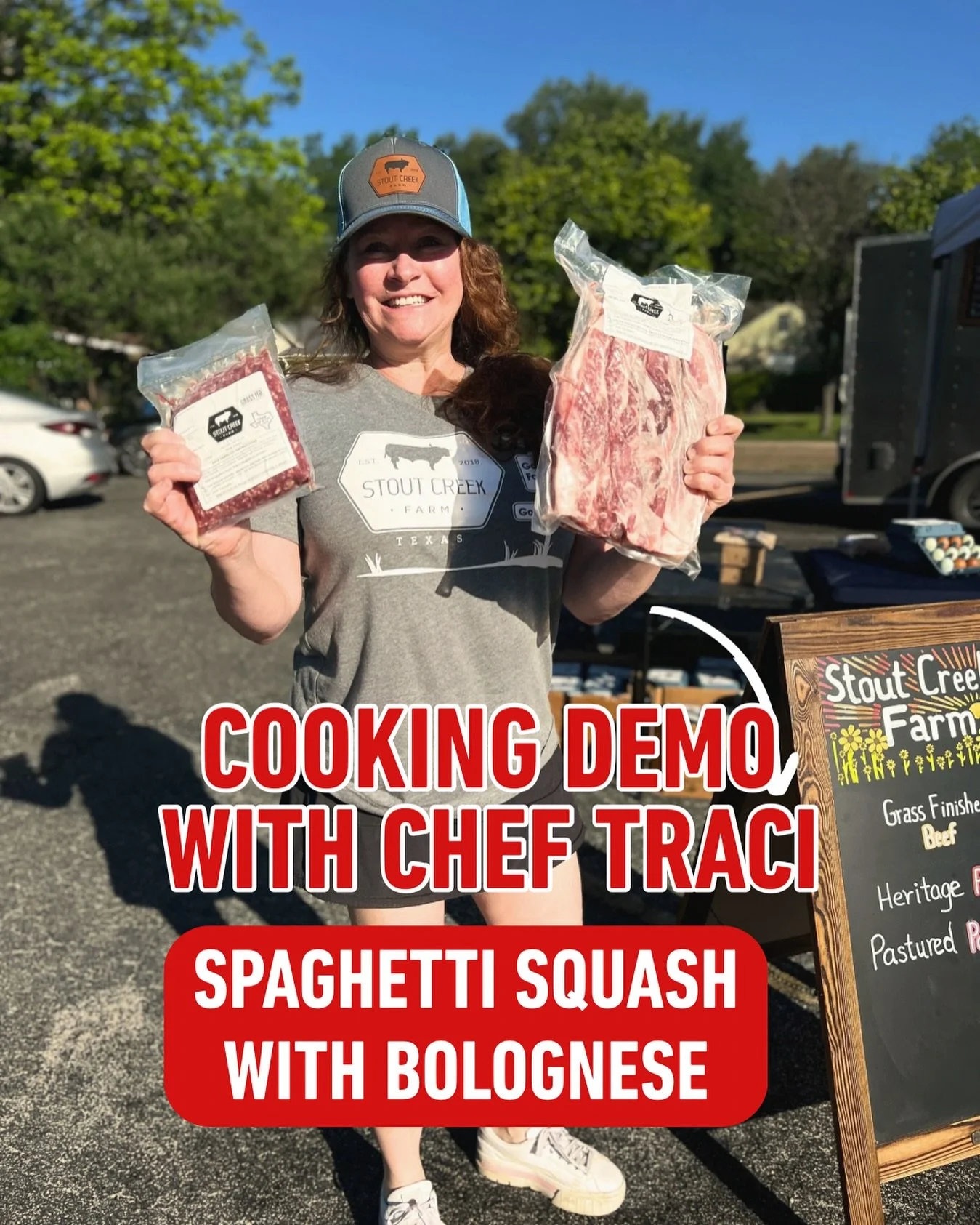 Join us tomorrow for a cooking demo with Chef Traci of @stoutcreekfarm 

9/20 10:30
1450 Old Gate Lane

She&rsquo;ll be cooking up a delicious spaghetti squash bolognese with ingredients from our market including:
@stoutcreekfarm 
@sandcastle.seasoni