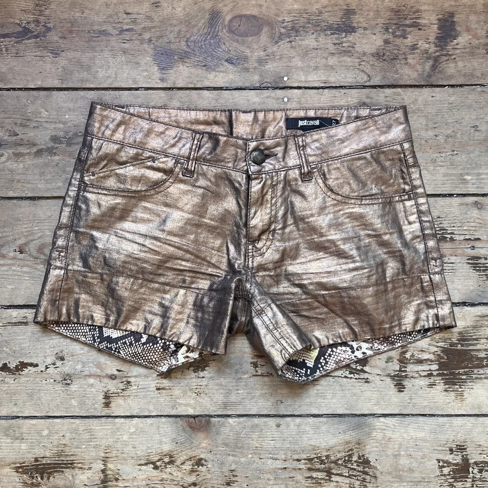Just Cavalli Metallic Bronze Shorts — ATTAGIRL