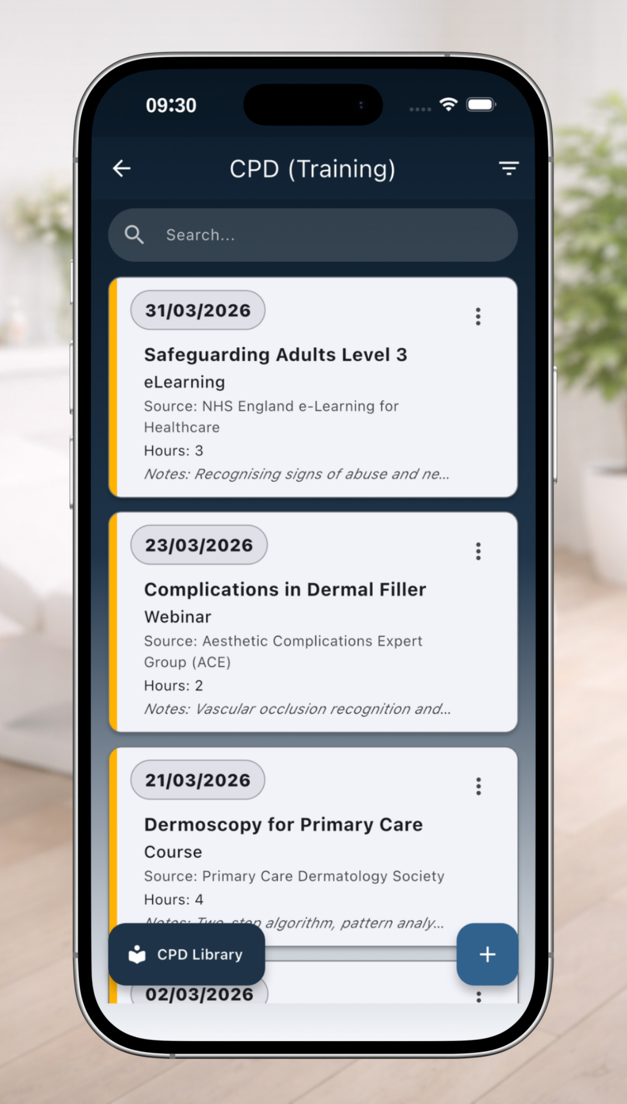 Log courses and conferences - organised and ready when your appraiser asks.