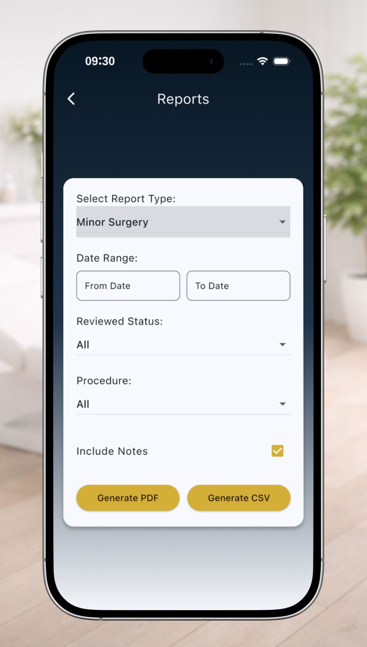 Generate professional PDF and CSV reports in one tap - shareable for appraisal