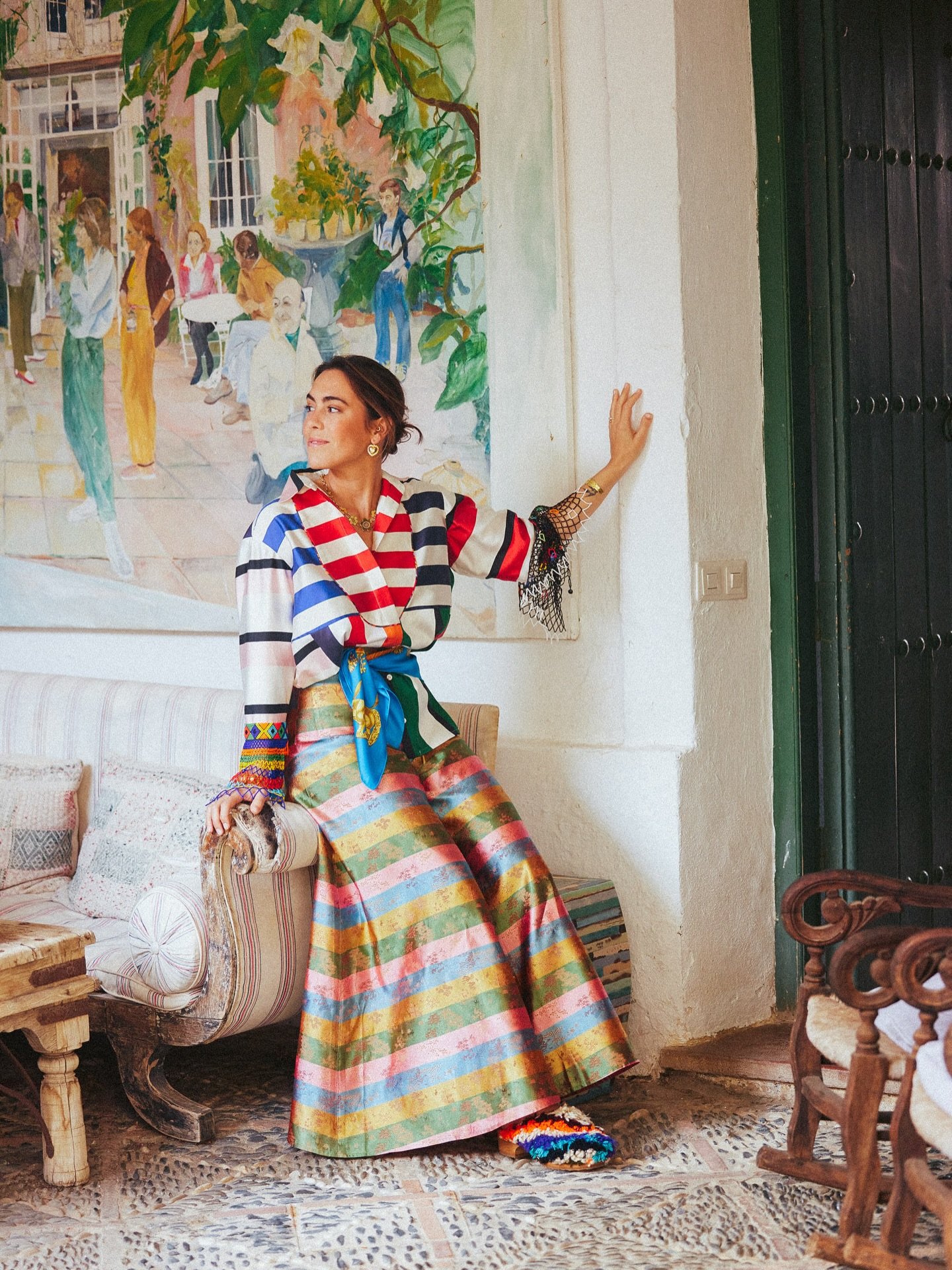 Through the lens of @sandrasemburg at @alcuzcuzboutiquehotel for @riannaandnina 

@christina.alexiou jewels and my grandma&rsquo;s vintage scarf! One-of-a-kind look for a magical day✨Thank you always! @riannainberlin
