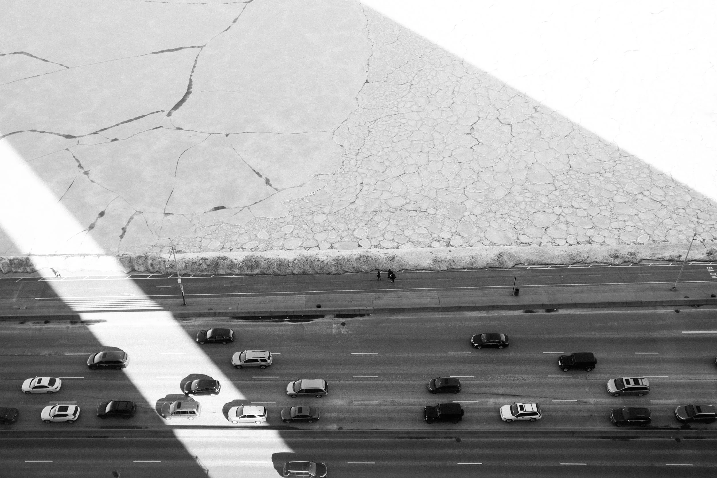 overhead shot of Lake Shore Drive Chicago wedding photographer 