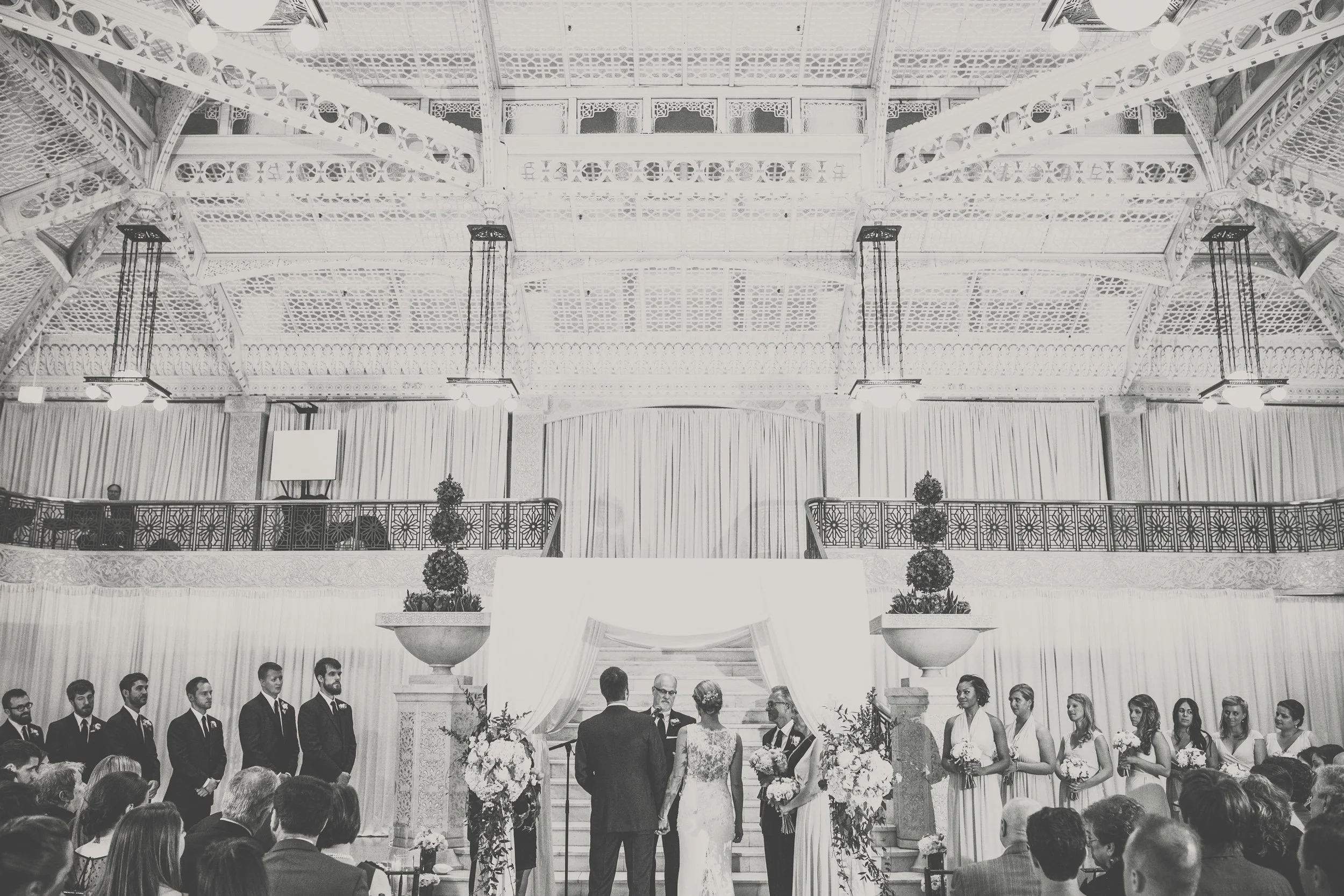 the rookery building Frank Lloyd Wright Chicago wedding photography wedding ceremony