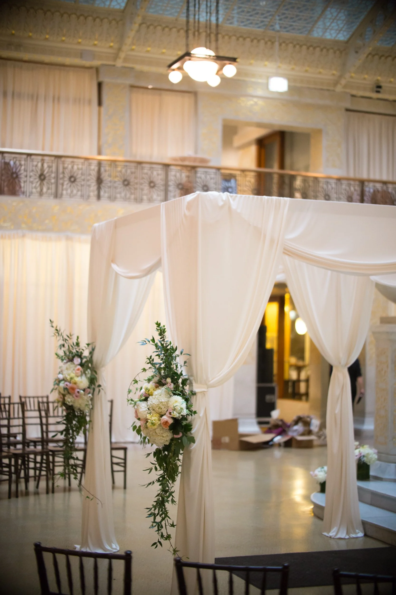 wedding ceremony chairs Jewish Chuppah Rookery Chicago wedding photography near me 